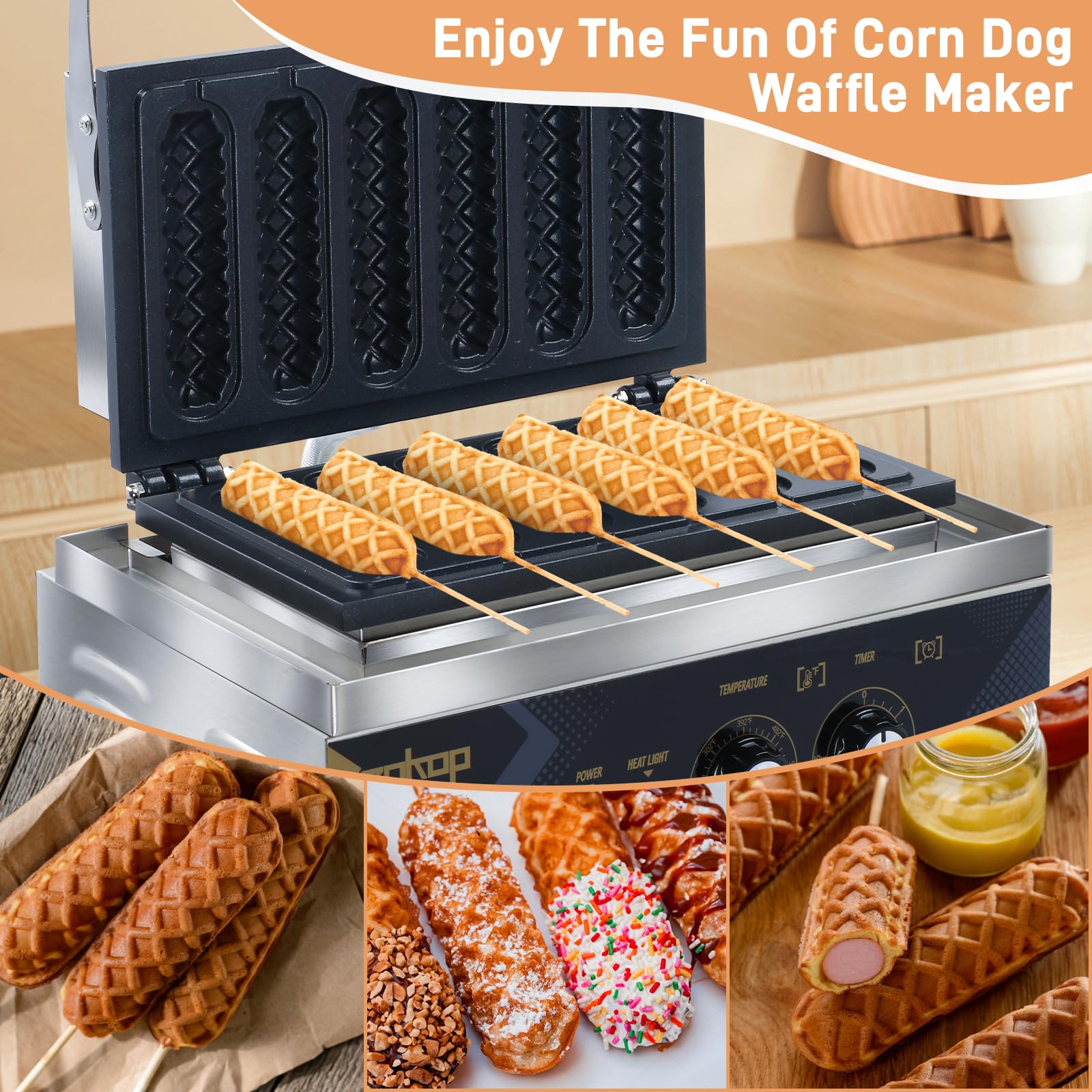 6 Grids 1550W 110V Electric Non-Stick Corn Dog Waffle Maker