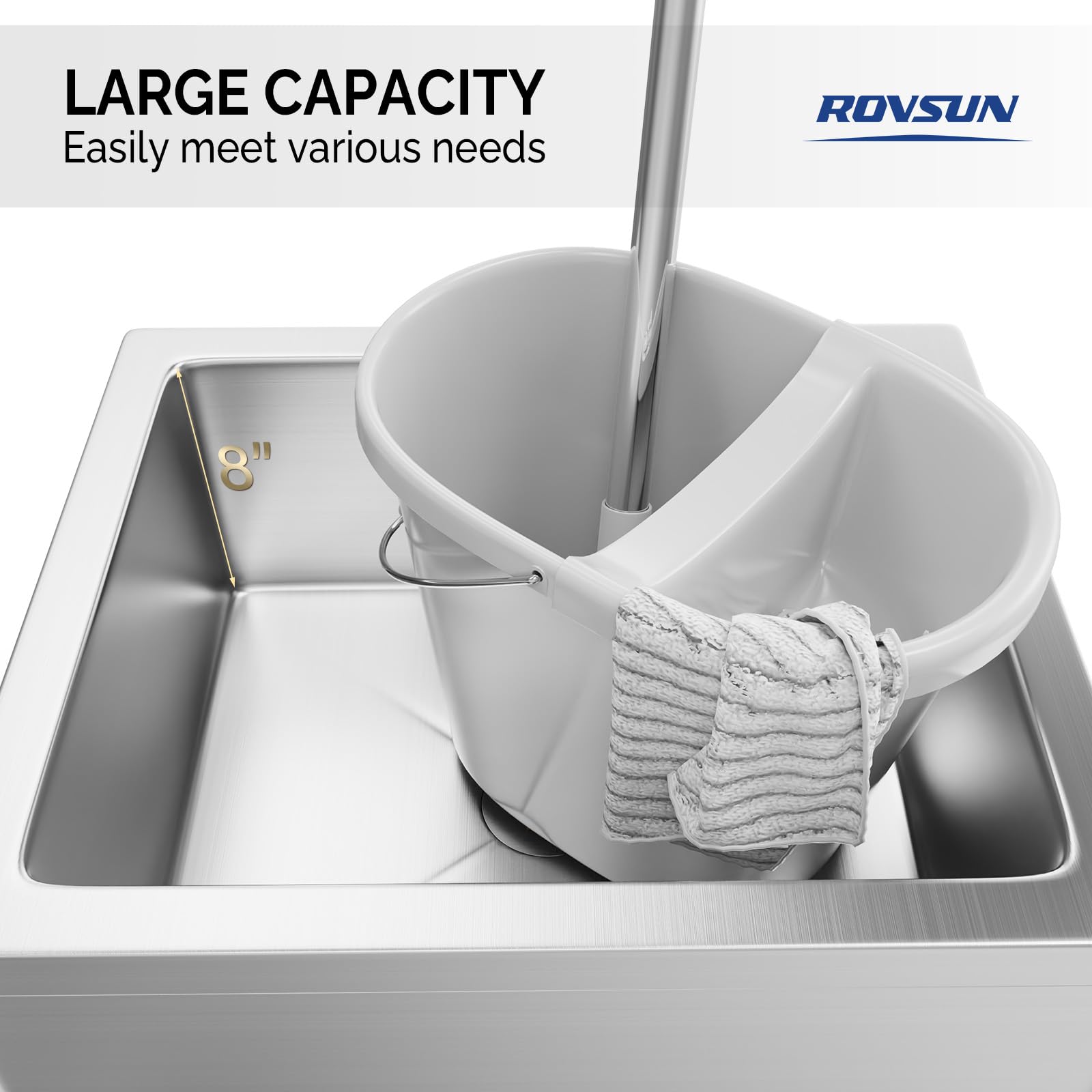 ROVSUN 24" x 24" Stainless Steel Floor Mount Mop Sink