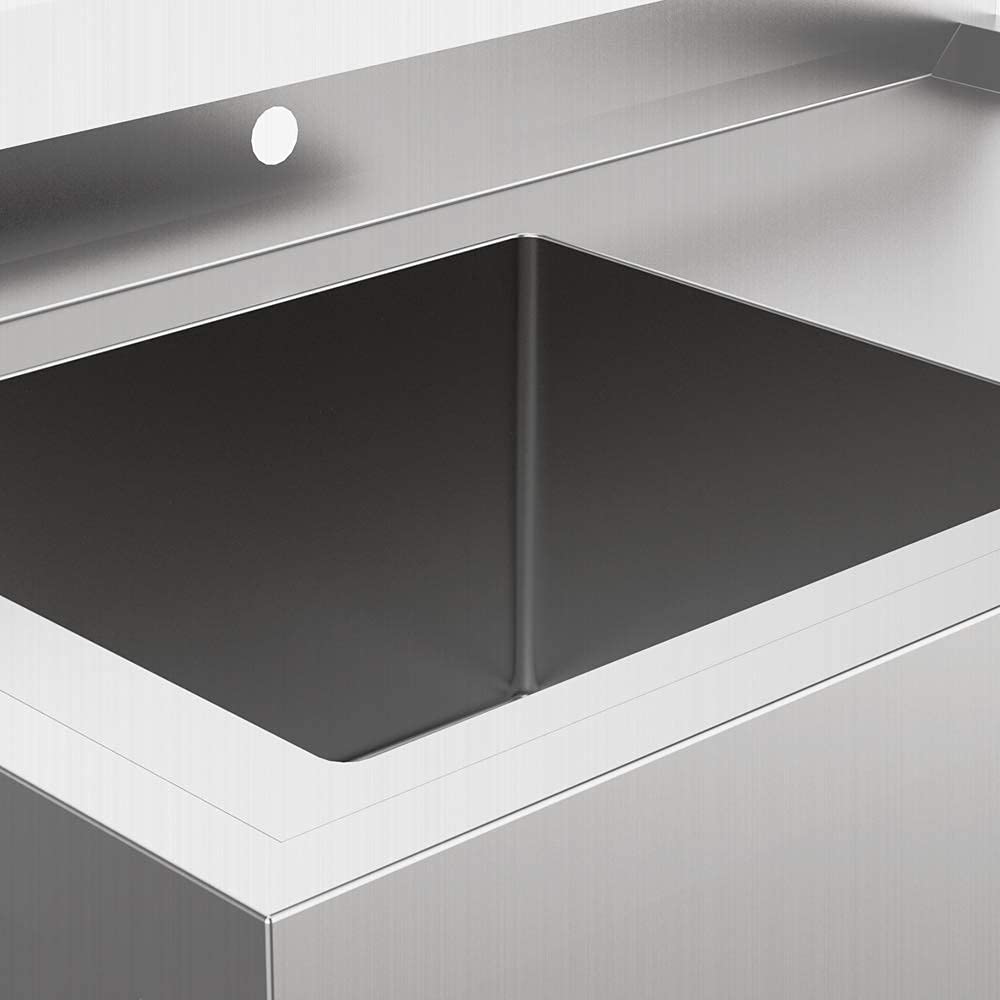 ROVSUN 36" 1 Compartment Stainless Steel Sink with Right Drainboard