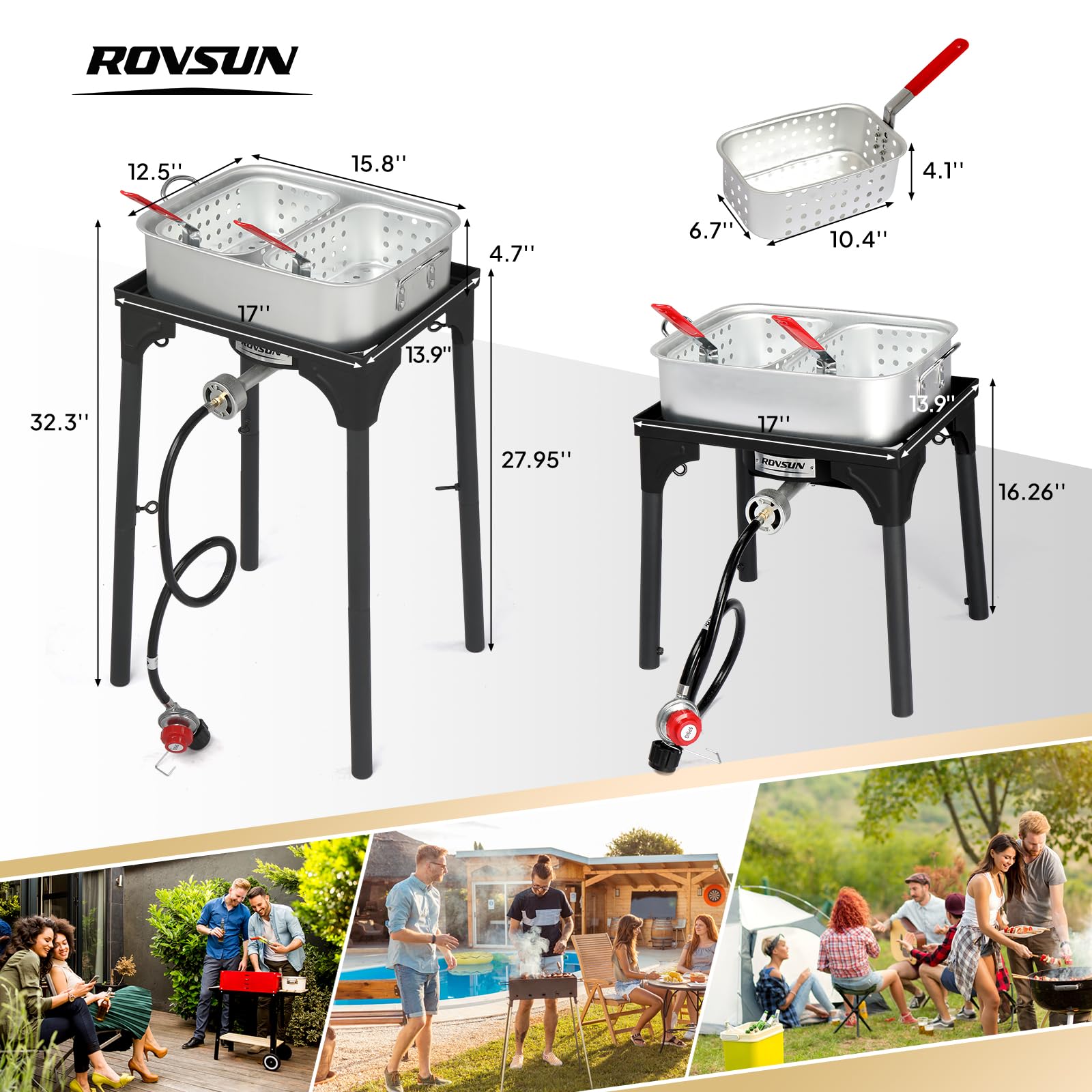 ROVSUN 18 QT Outdoor Pronpane Fryer with 58,000 BTU Propane Stove