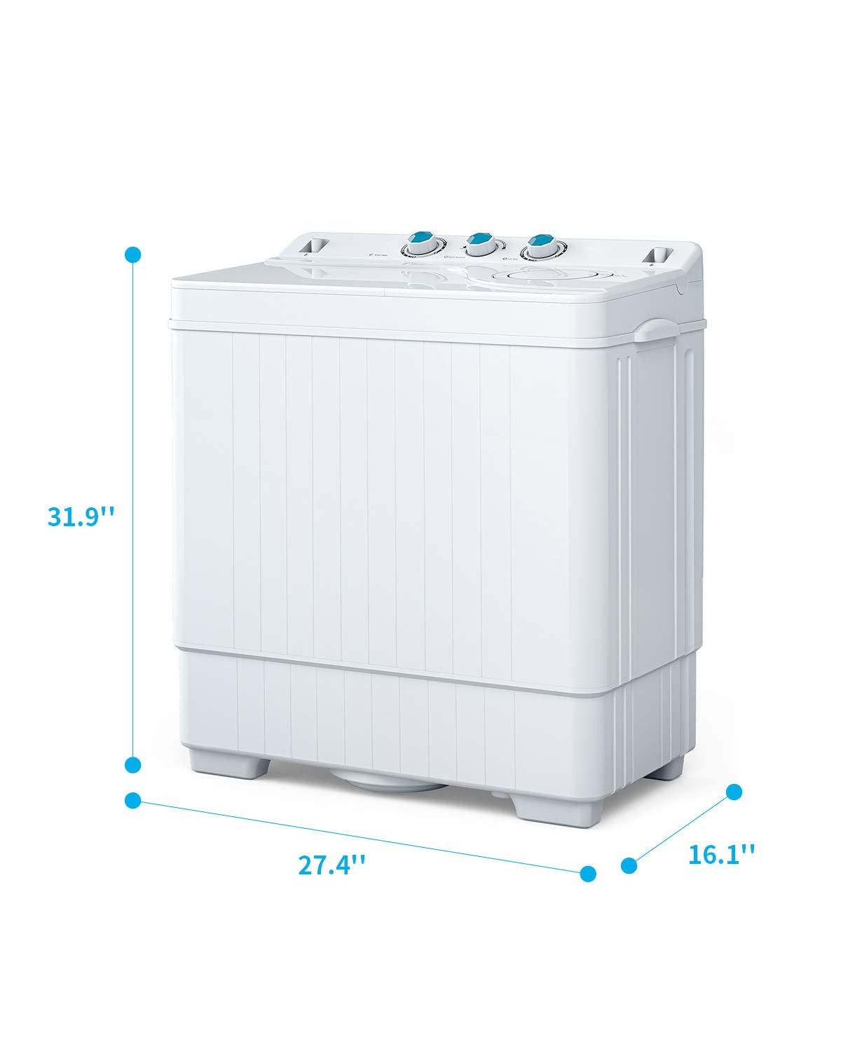 ROVSUN 26lbs 420W 110V Portable Twin Tub Washing Machine White