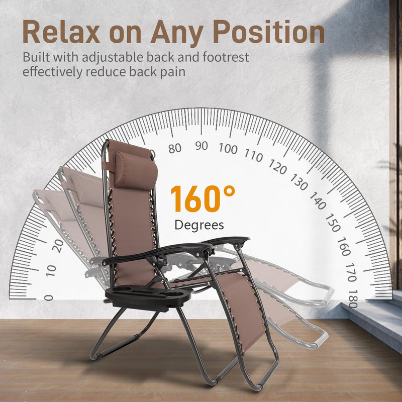 Outdoor Folding Zero Gravity Lounge Chair Brown