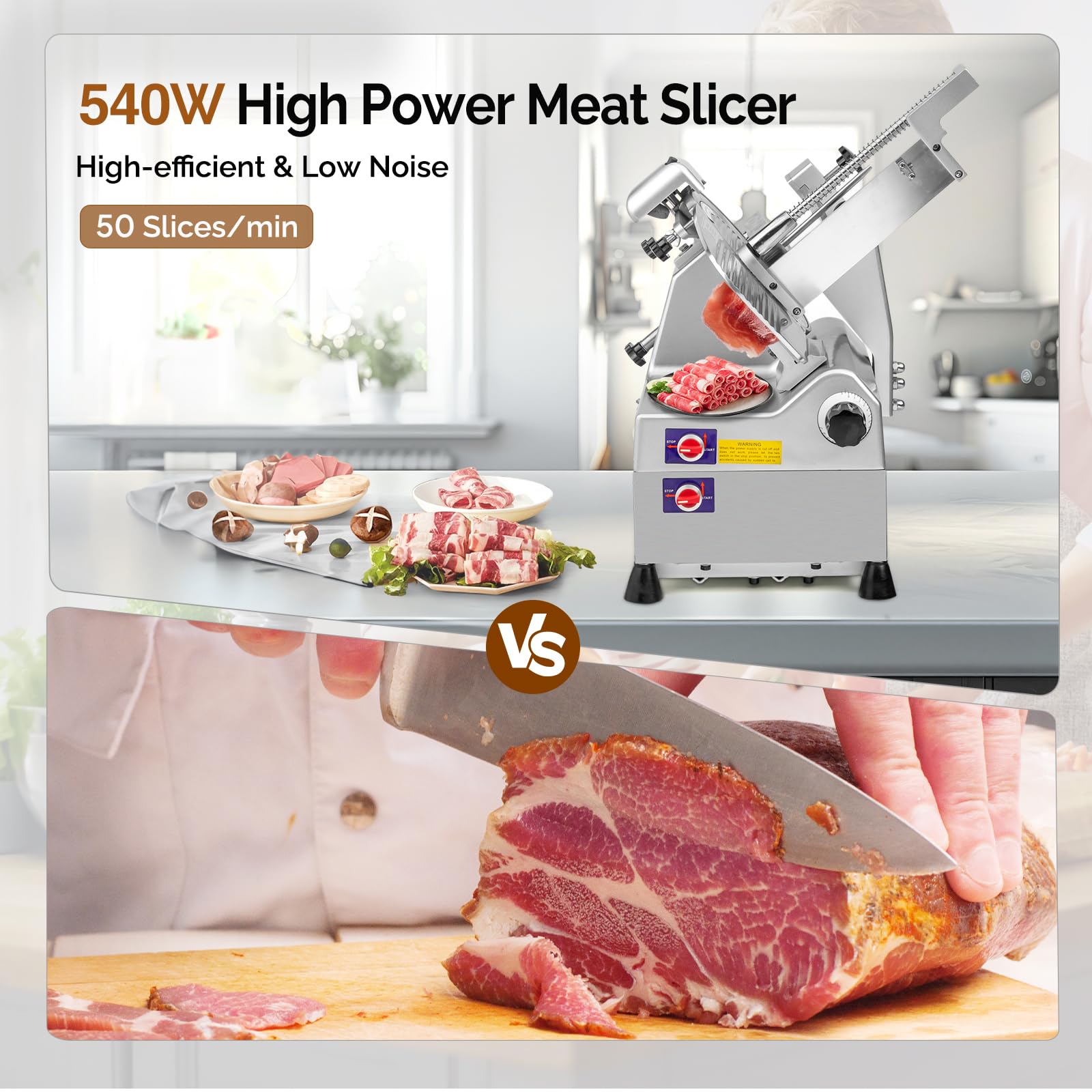 ROVSUN 10" 540W 110V Automatic Commercial Meat Slicer Machine