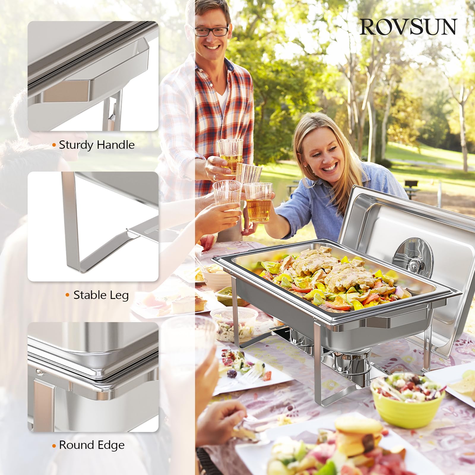 ROVSUN 8 QT Rectangular Stainless Steel Chafing Dish Buffet Set