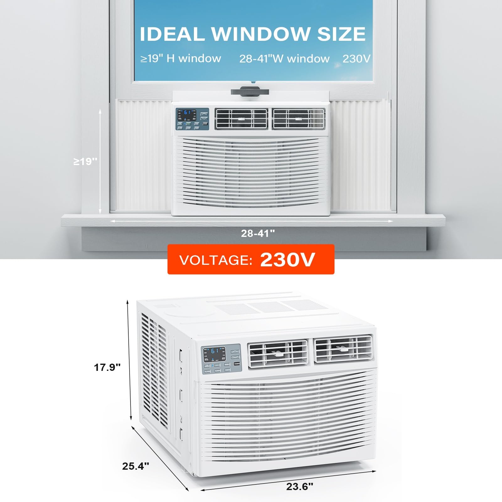 ROVSUN 18,000 BTU 230V Window Air Conditioner with Heat & Wifi/APP & Install Kit