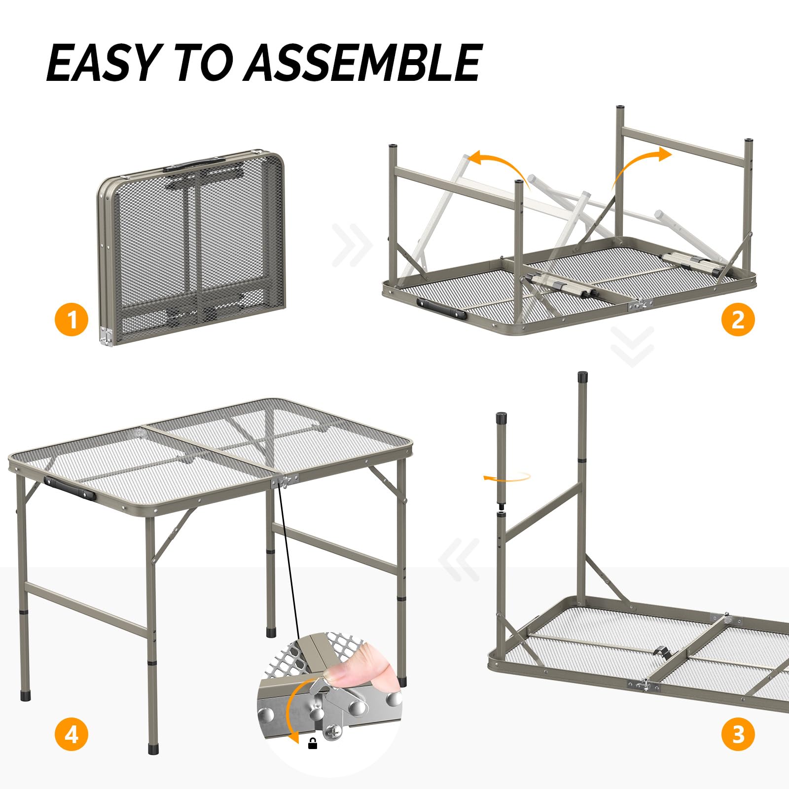 3 FT Portable Picnic Table Adjustable Height Gun