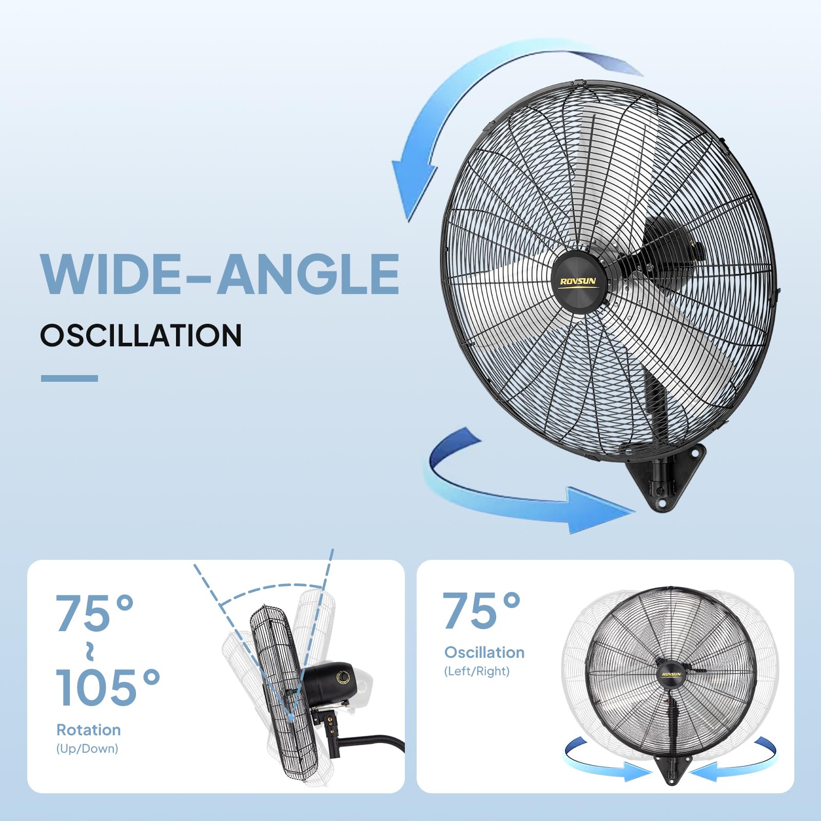 ROVSUN 20" 130W 110V Industrial Wall Mounted Fan for Garage, Gym