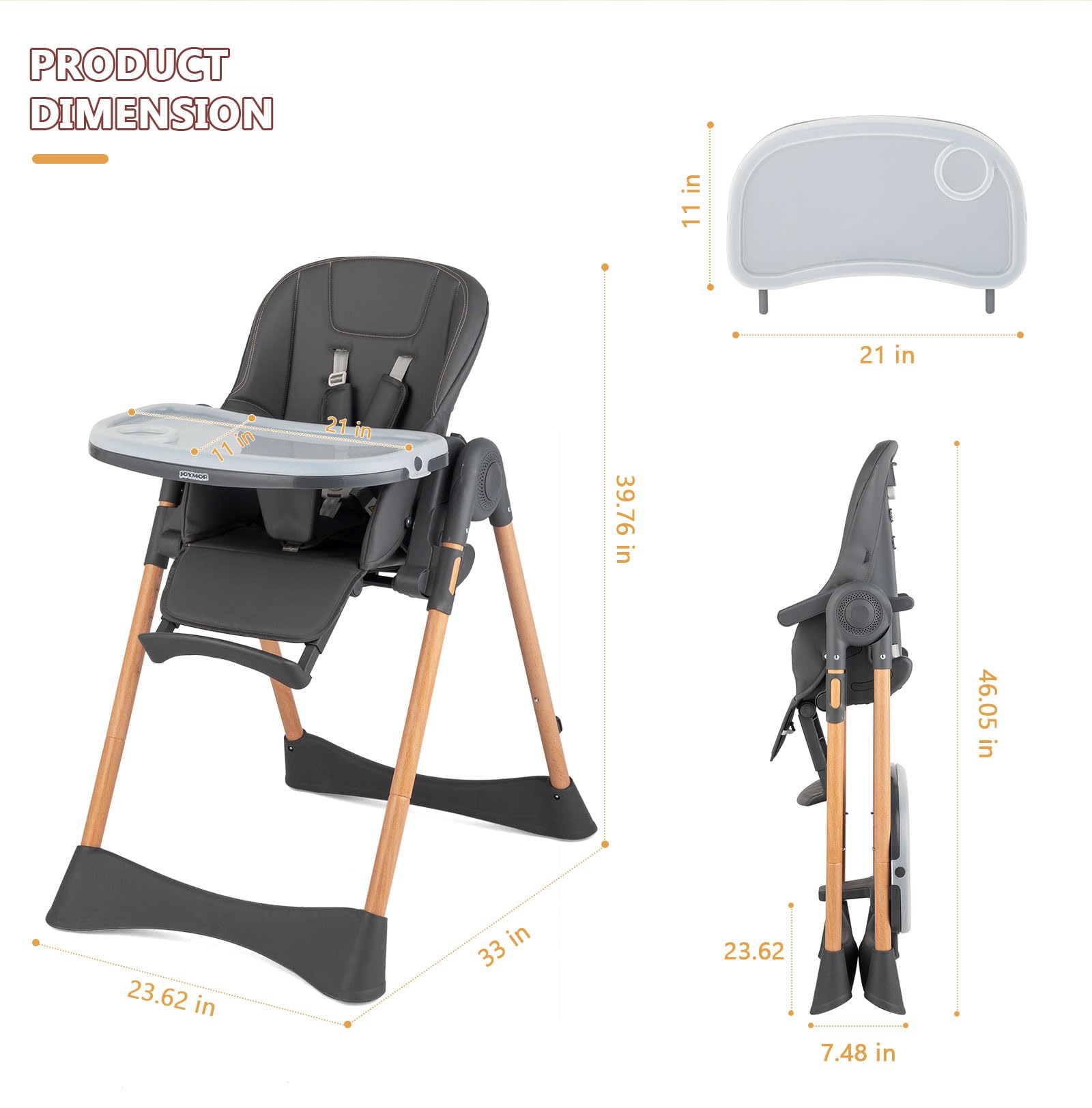 4 in 1 Folding Baby High Chair for Babies to Toddlers Classic Slate