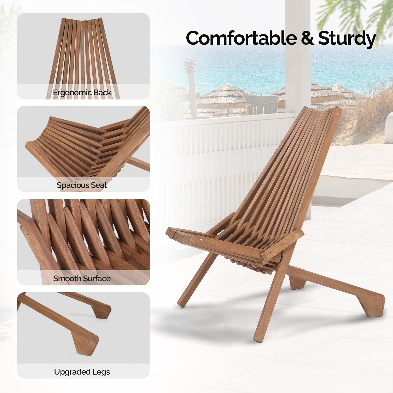 FSC Acacia Wood Folding Outdoor Chairs