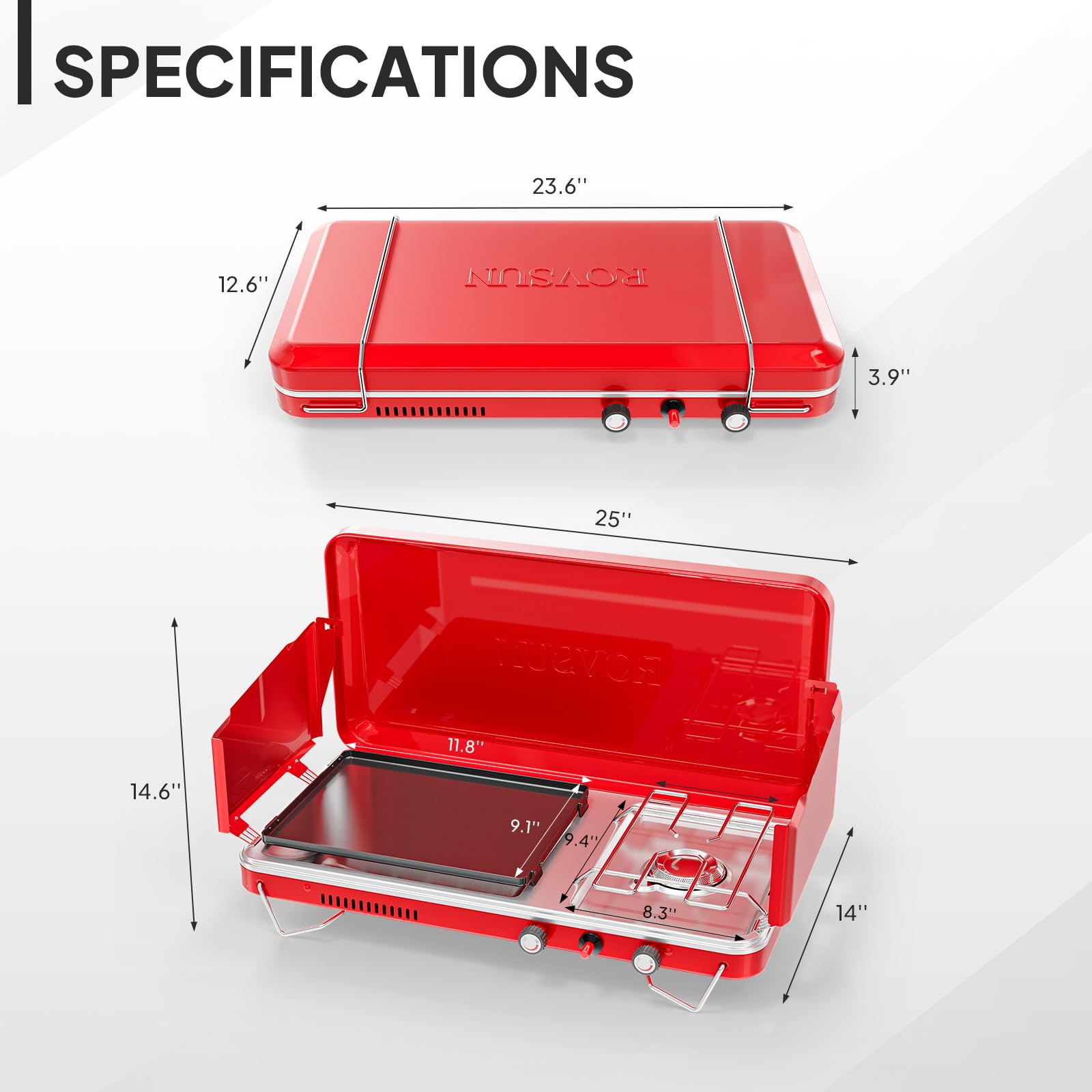 ROVSUN 1 Burner 2-in-1 Portable Camping Stove & Propane Grill Red