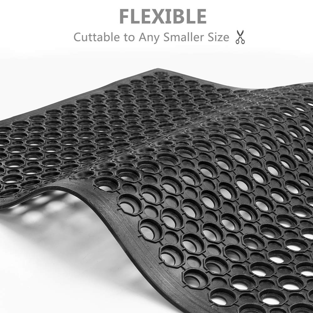 ROVSUN 36'' x 60''(3 x 5 FT) Rubber Floor Mat Anti-Fatigue Non-Slip with Holes