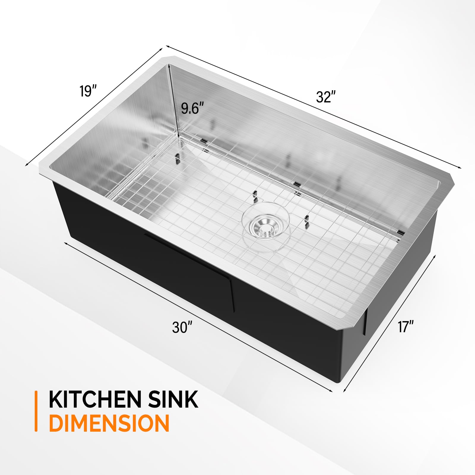 ROVSUN 32 X 19 Inch Drop-in Stainless Steel Sink Kitchen with Protector