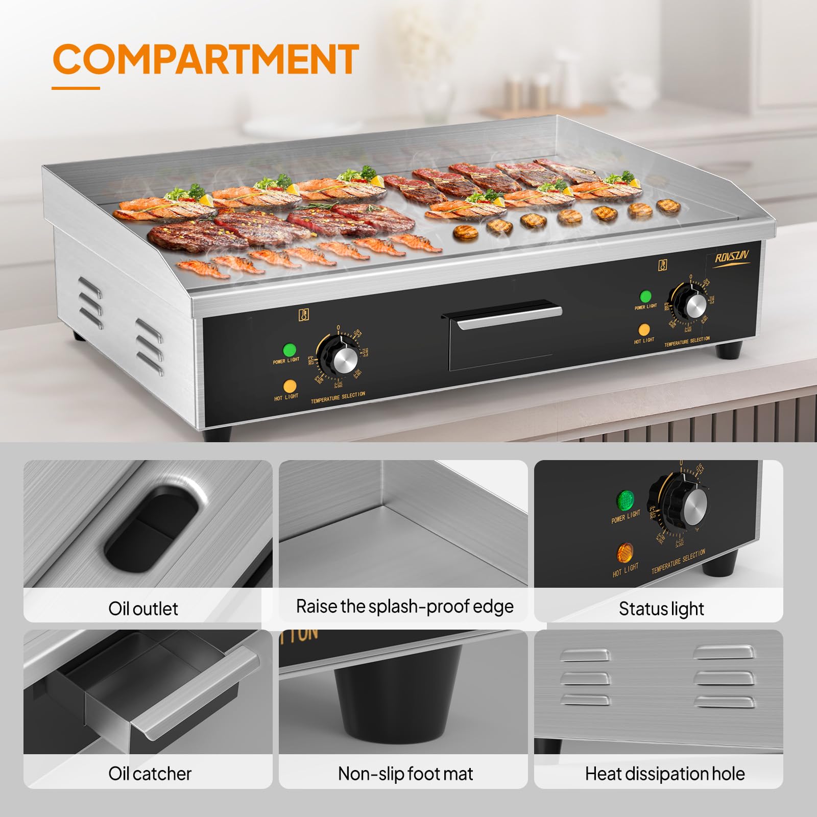 ROVSUN 30" 3000W 110V Commercial Electric Griddle Countertop