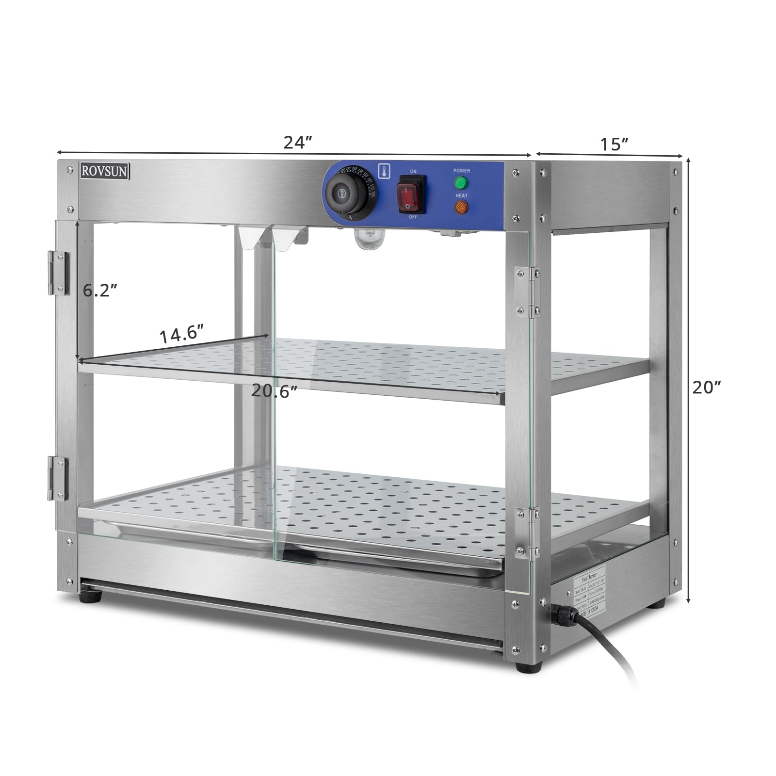 ROVSUN 2-Tier 24" 800W 110V Hot Food Warmer Display Case Countertop