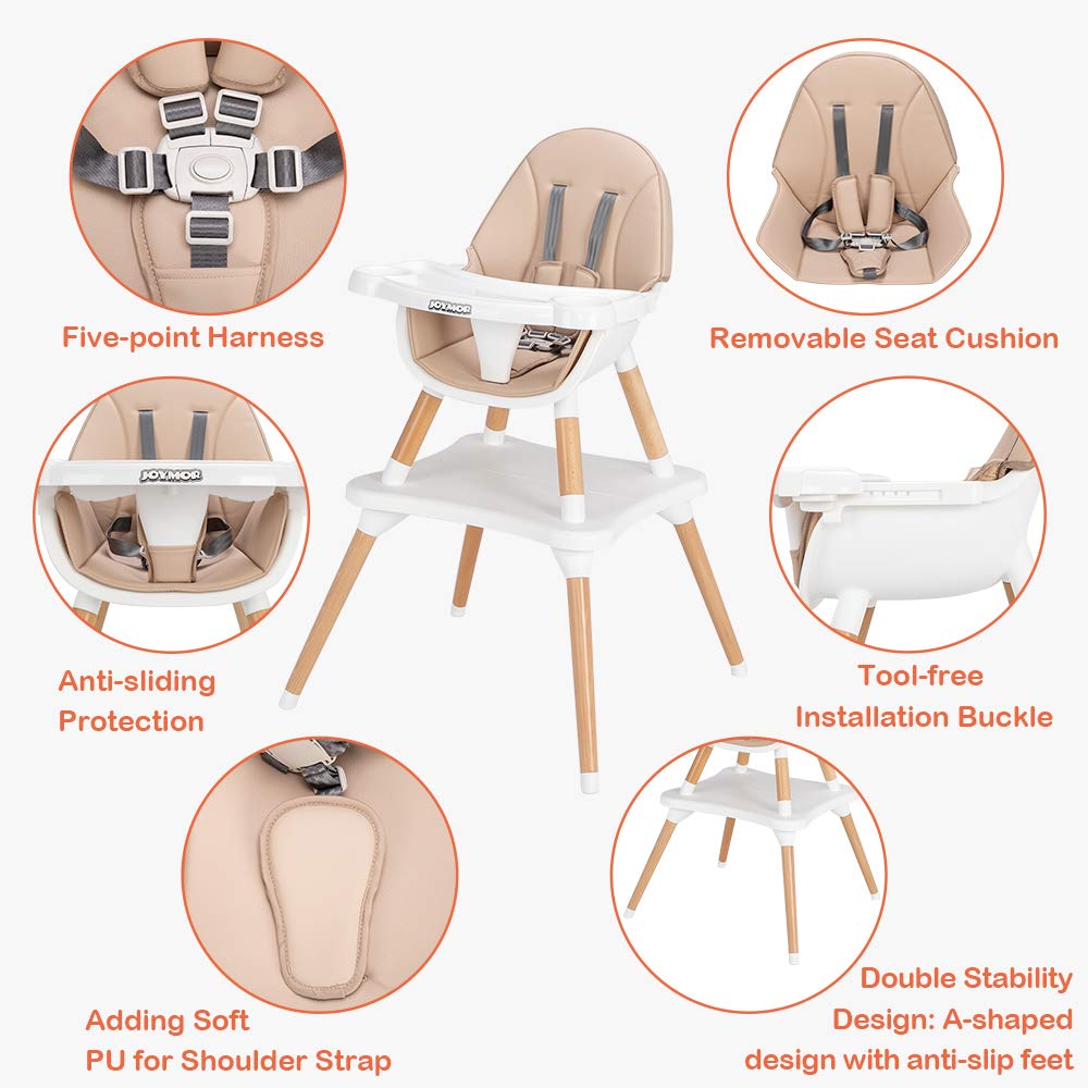 5 in 1 Convertible Baby High Chair for Babies to Toddlers Off White