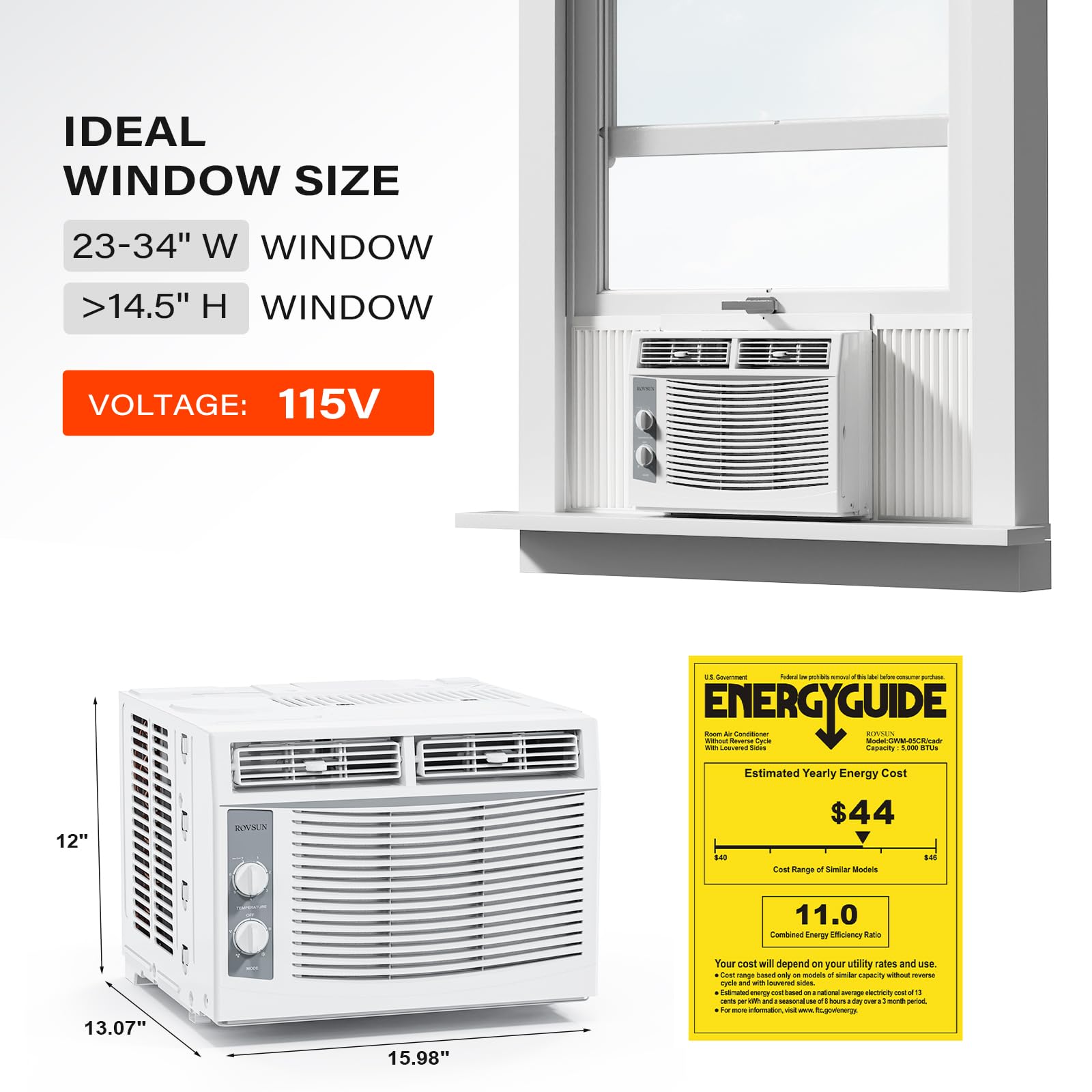 ROVSUN 5,000 BTU 115V Window Air Conditioner with Mechanical Controls & Install Kit