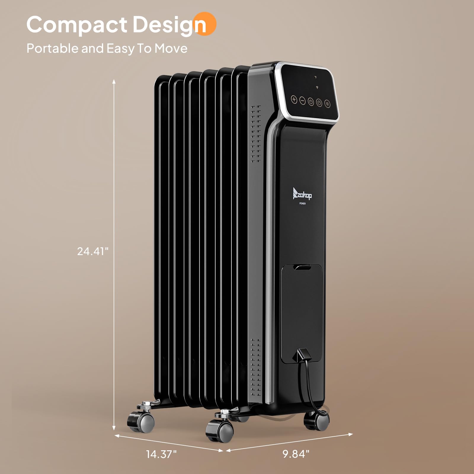 1500W 120V Oil Filled Radiator Heater with Remote & APP