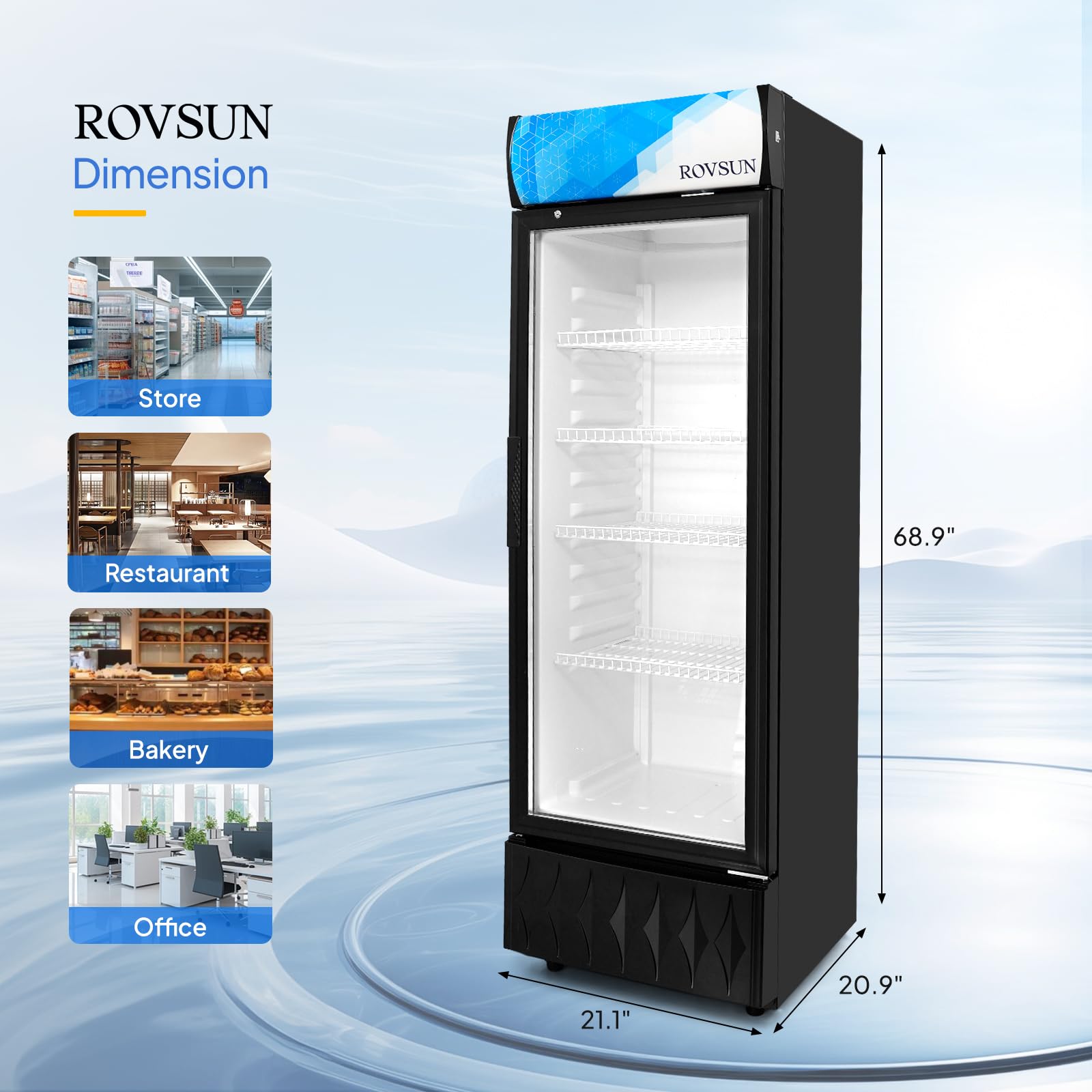 ROVSUN 8.1 Cu.Ft 240W 115V Black Commercial Beverage Refrigerator