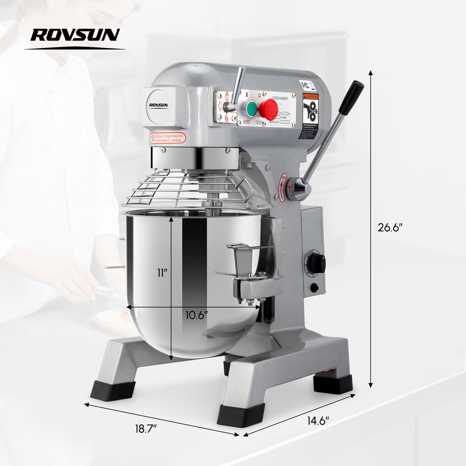 ROVSUN 15 QT 550W 110V Commerical Stand Mixer with 3 Speed