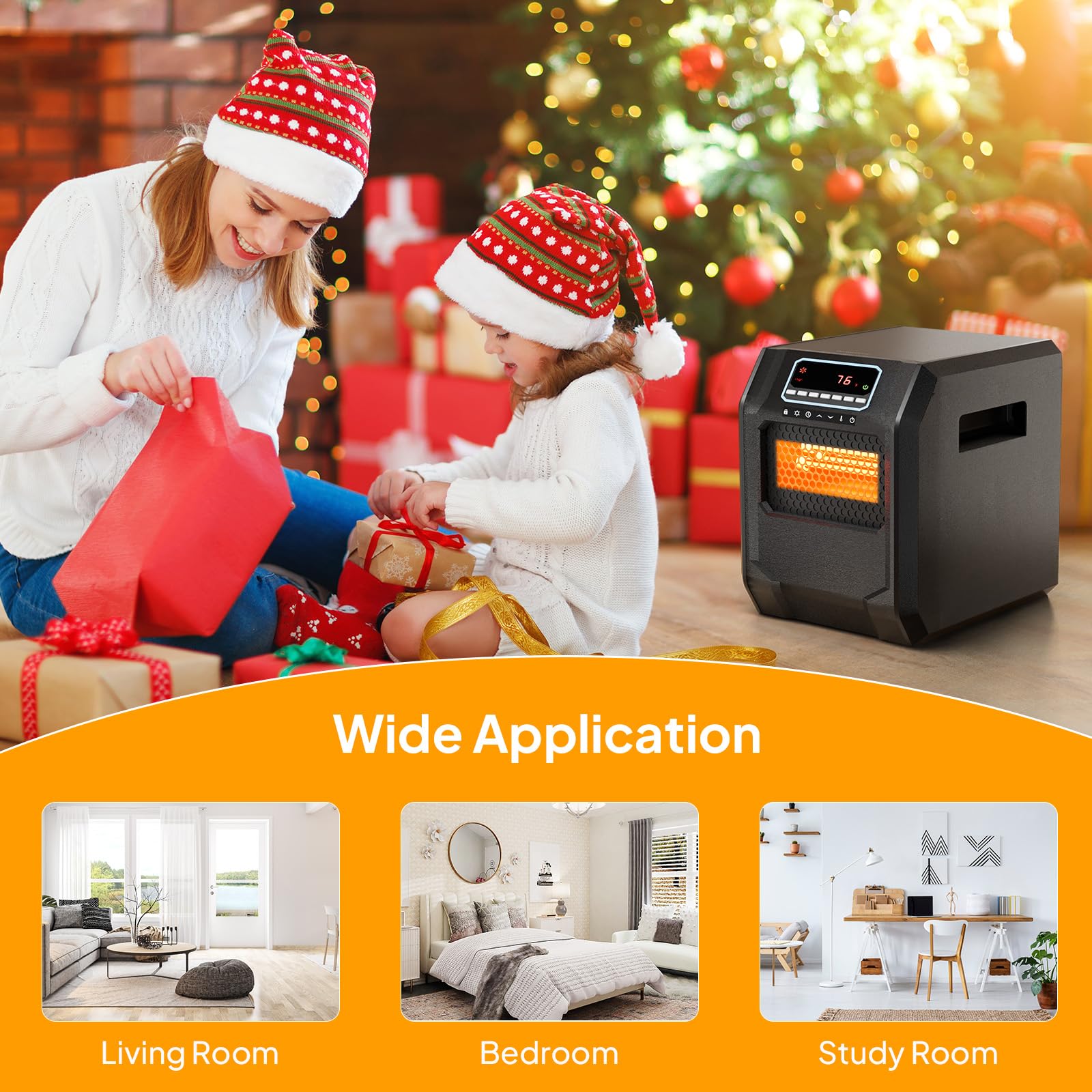 ROVSUN 750W/1500W Electric Space Heater with Remote & Timer Black