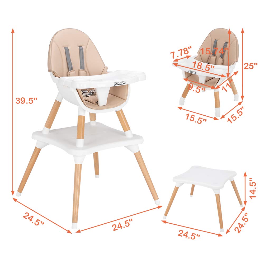 5 in 1 Convertible Baby High Chair for Babies to Toddlers Off White