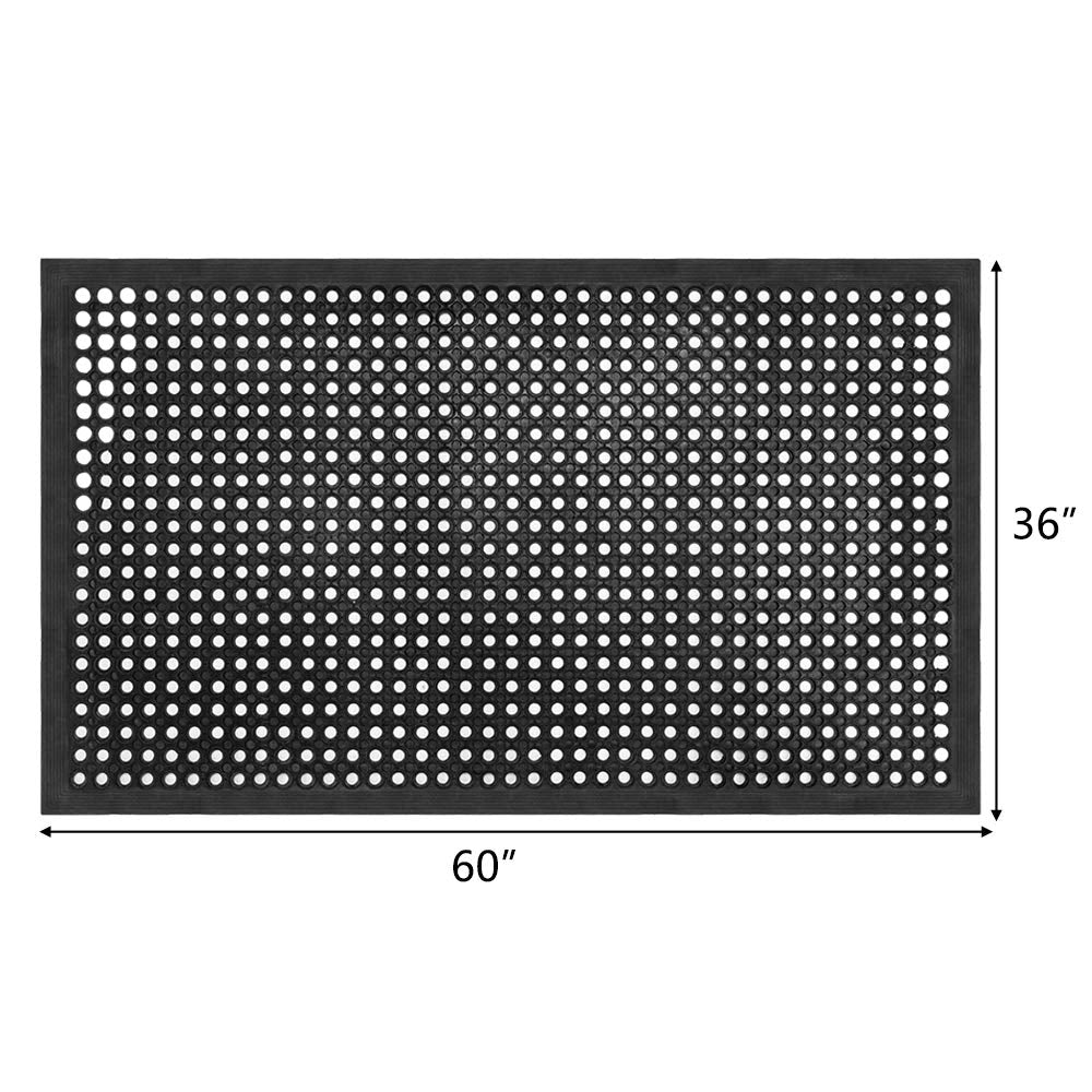 ROVSUN 36'' x 60''(3 x 5 FT) Rubber Floor Mat Anti-Fatigue Non-Slip with Holes