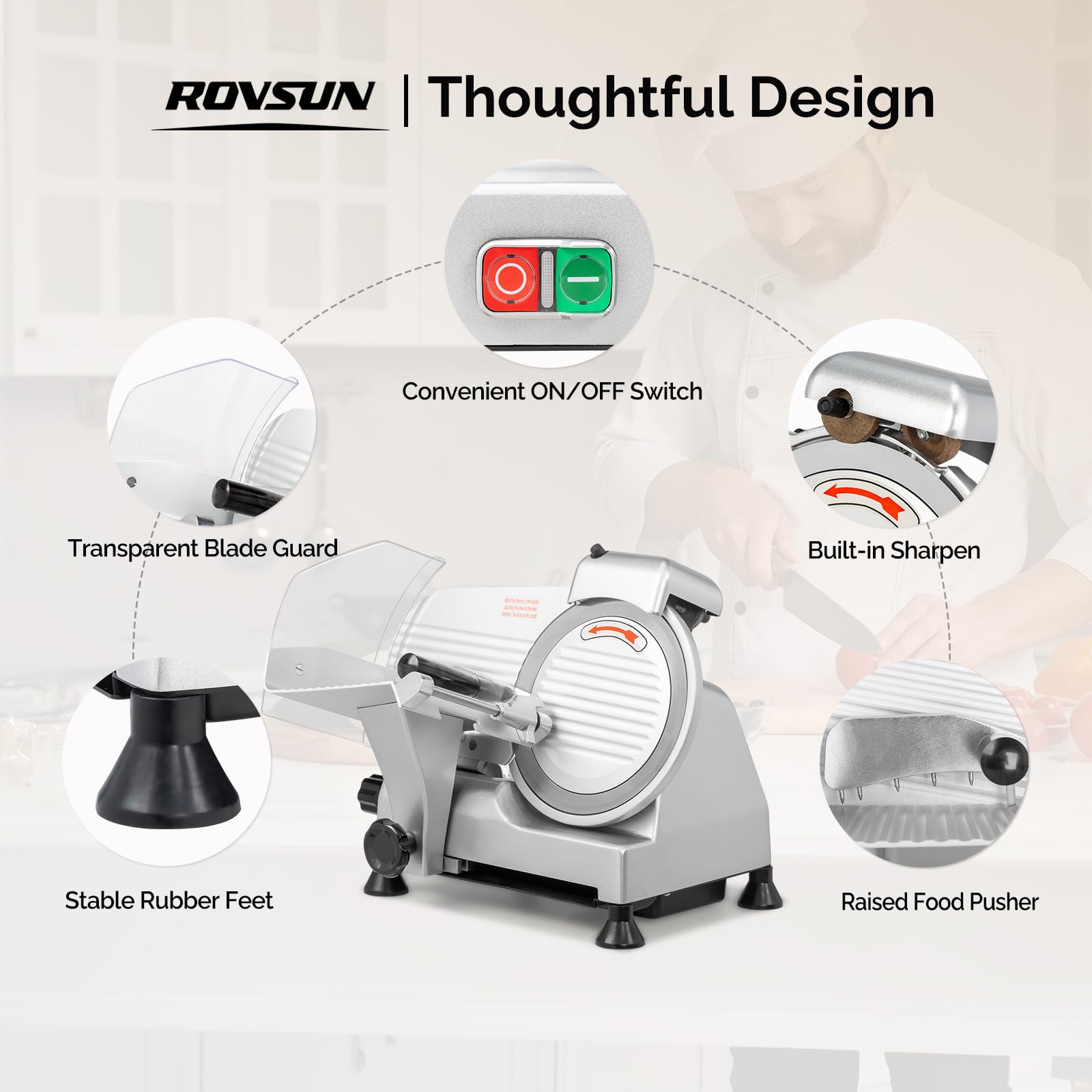 ROVSUN 10" 240W 110V Manual Commercial Meat Slicer Machine