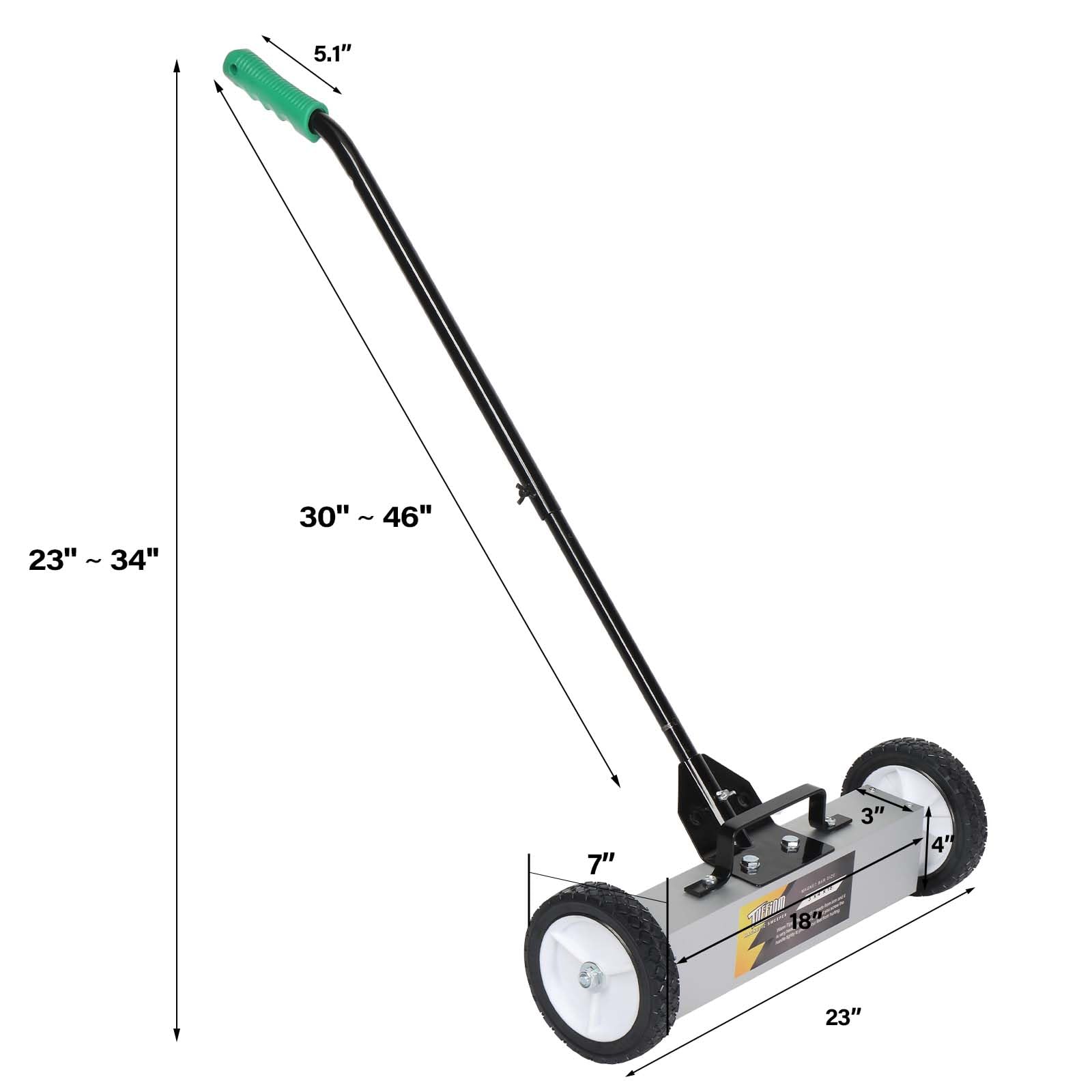 18" 45 LBS Capacity Rolling Magnetic Sweeper Floor Pickup with Release