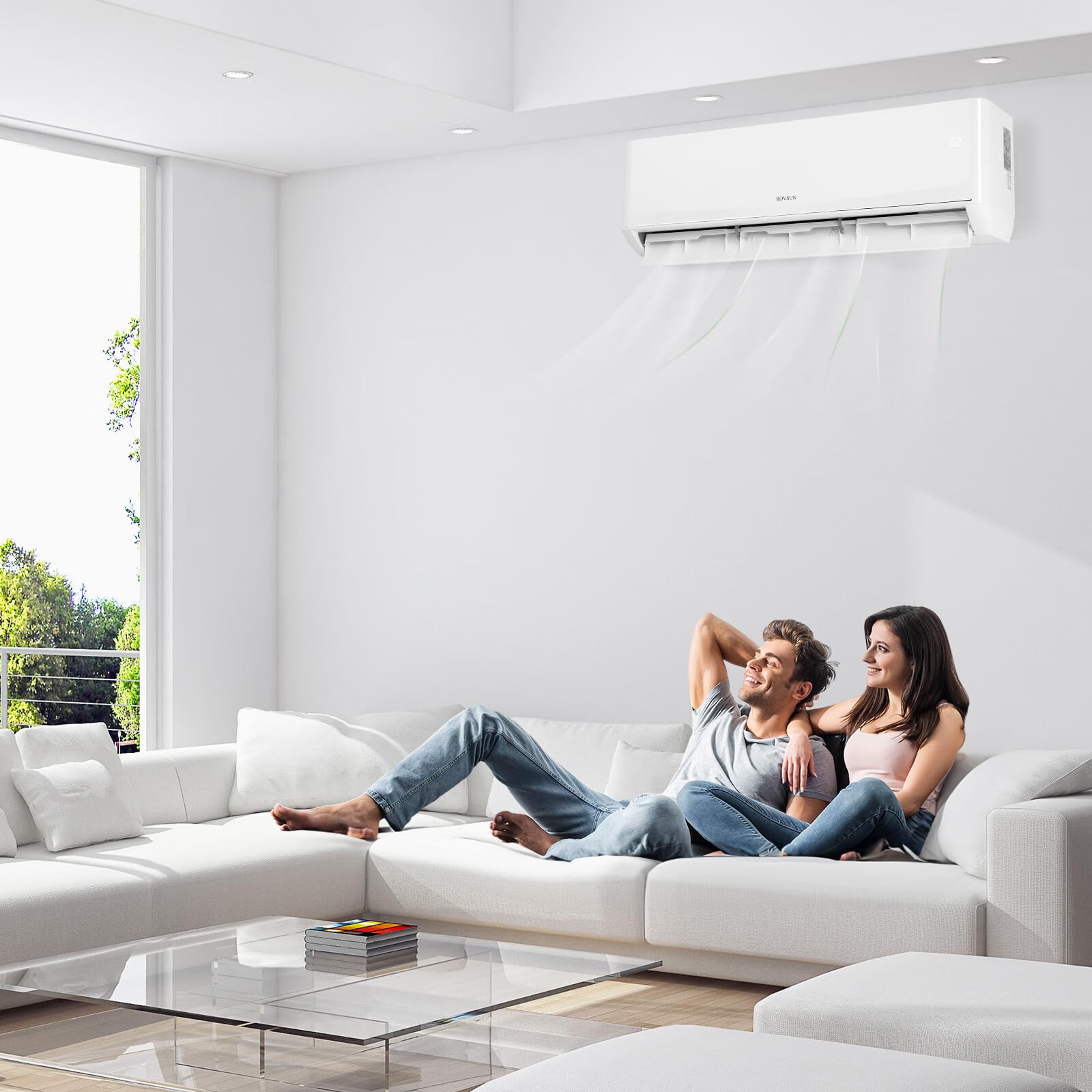 ROVSUN 12,000 BTU 24 SEER2 230V Wifi Enabled Ductless Mini Split Air Conditioner with Heat Pump Inverter & Install Kit