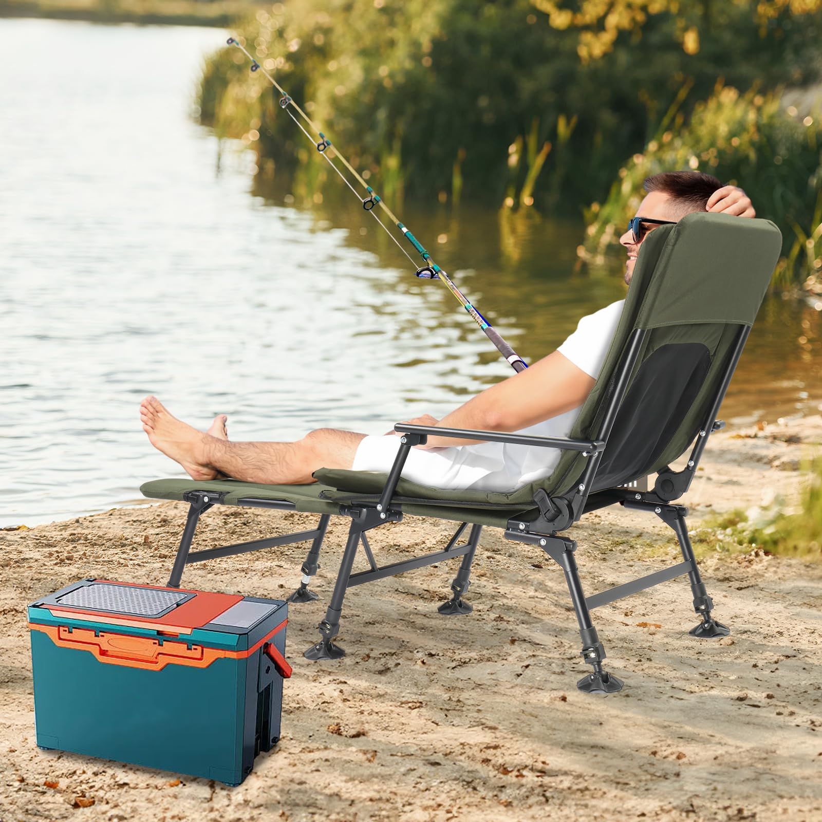 Adjustable Reclining Fishing Chair with High Back