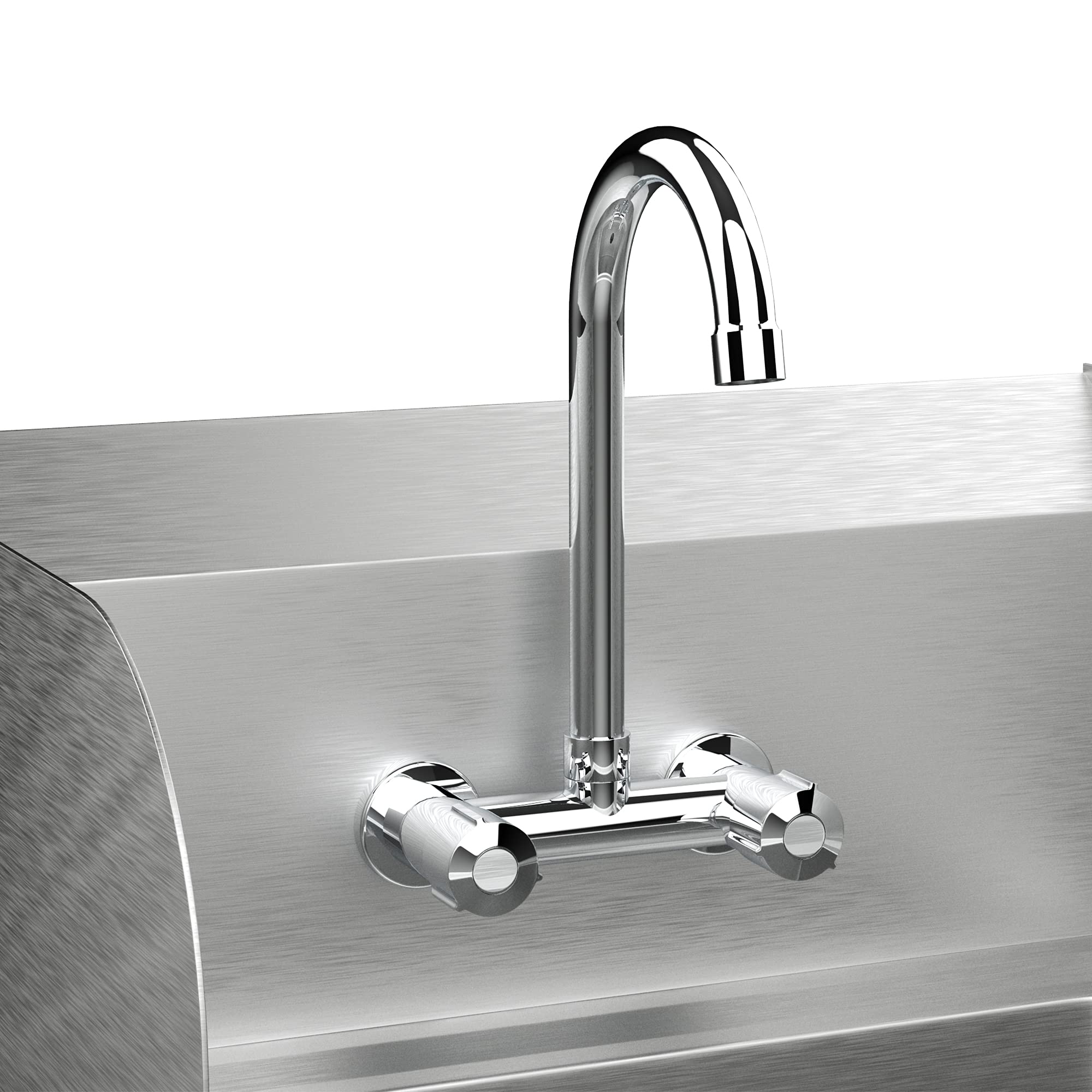 ROVSUN Wall Mount Stainless Steel Hand Wash Sink with Faucet & Sidesplashes