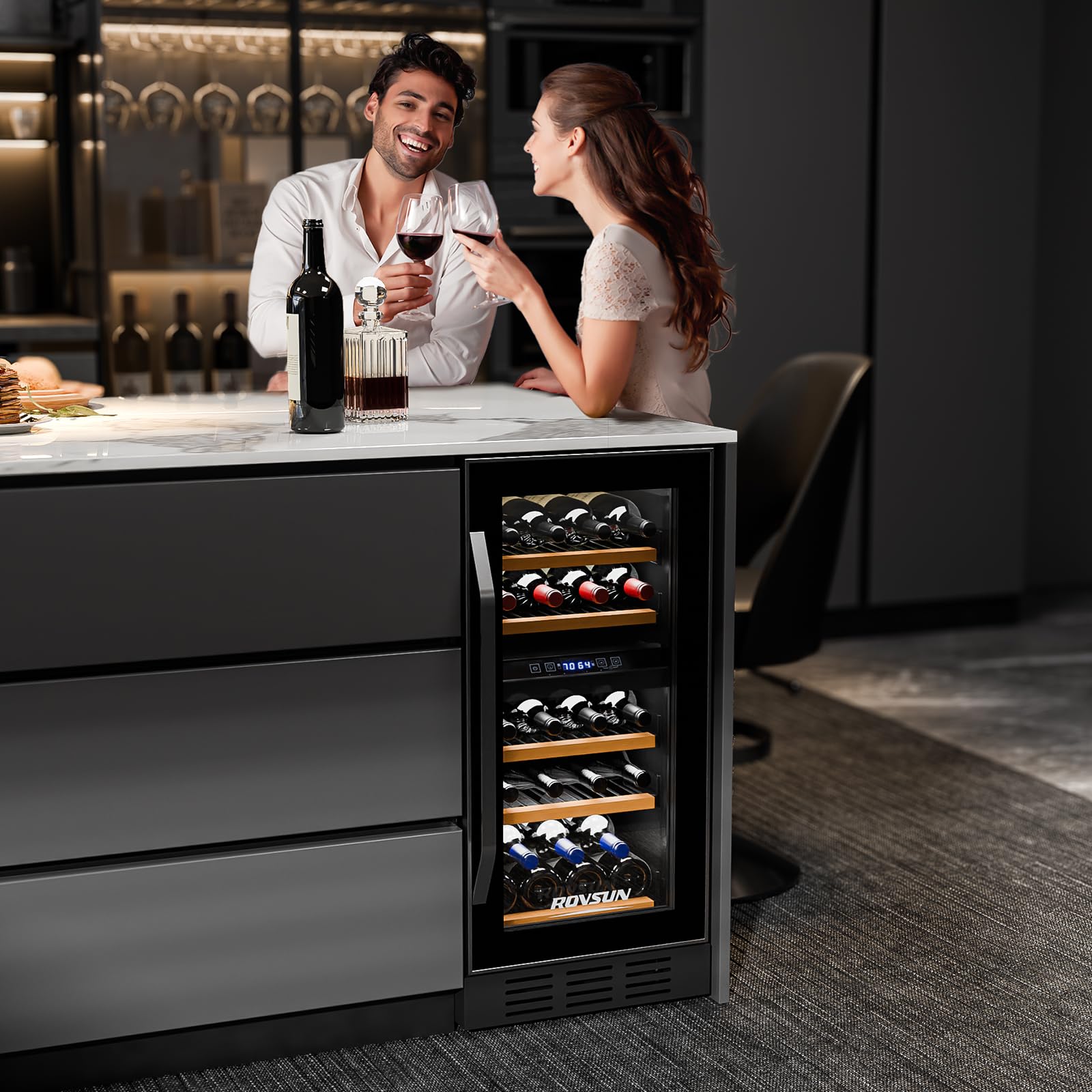 ROVSUN 26 Bottle Dual Zone Wine Cooler Fridge with Digital Temperature