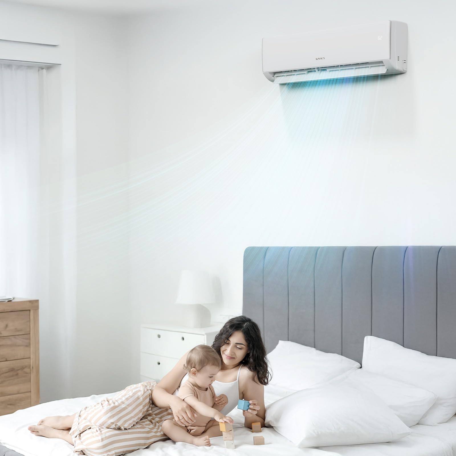 ROVSUN 17,000 BTU 17 SEER2 230V Wifi Enabled Ductless Mini Split Air Conditioner with Heat Pump Inverter & Install Kit