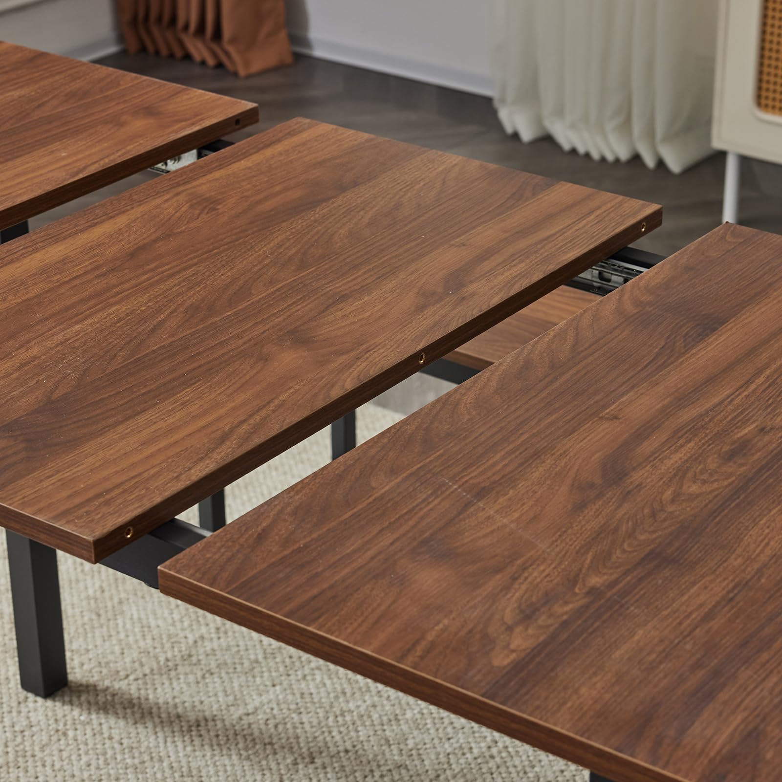 3 Piece Dining Table Set Expandable & Foldable Table with 2 Benches Walnut