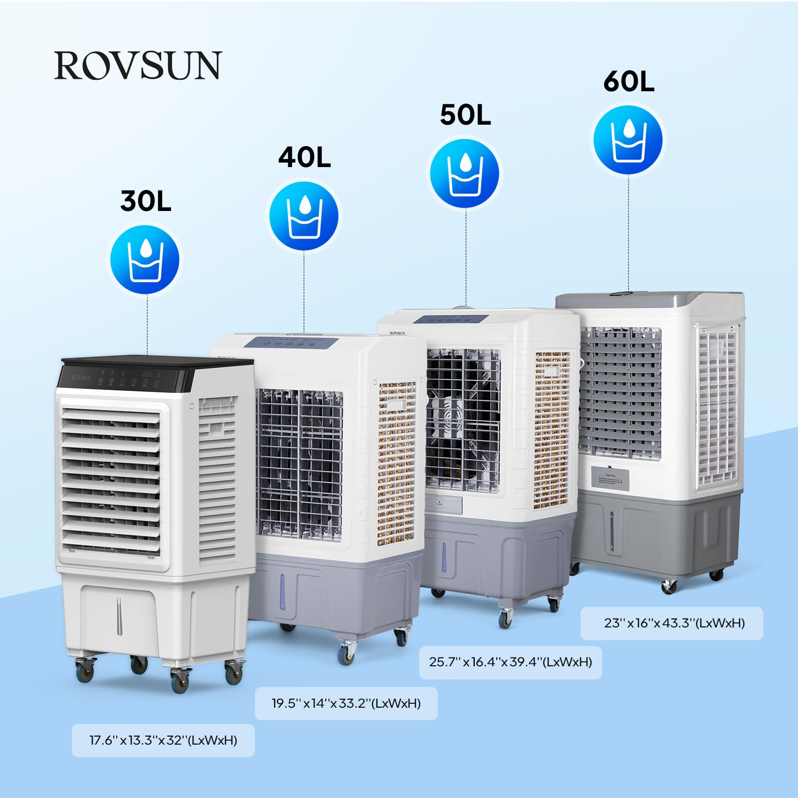 15.8Gal/60L Portable Evaporative Air Cooler with Remote Control