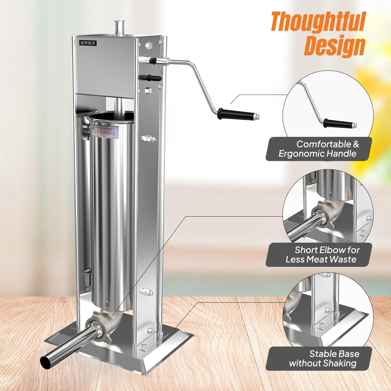 ROVSUN 15 LBS Manual Sausage Stuffer with 5 Stuffing Tubes