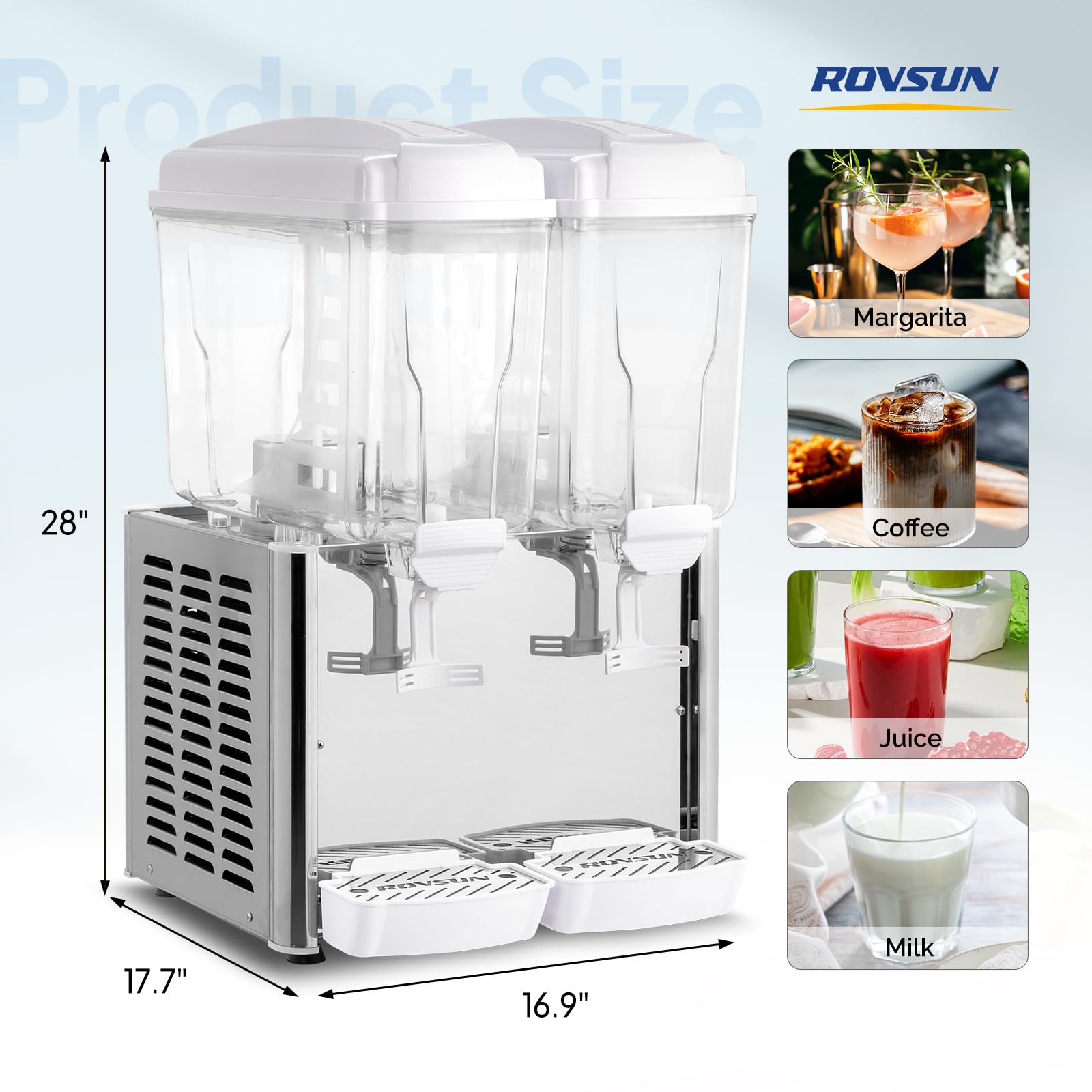 ROVSUN 9.6 Gallon 250W 110V 2 Tank Refrigerated Beverage Dispenser for Juice & Cold Drink