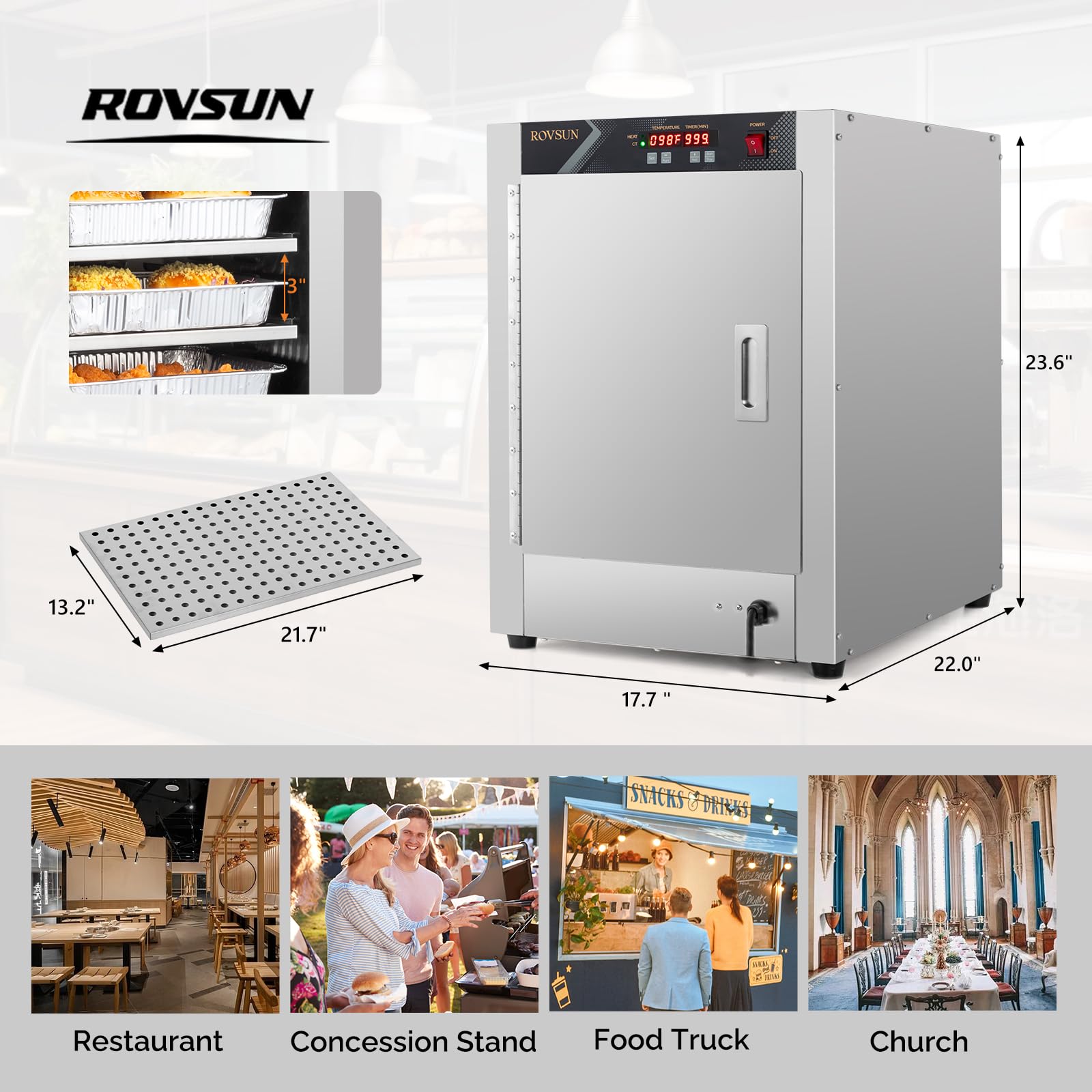 ROVSUN 4-Tier 17" 800W 120V Hot Food Warmer Holding Cabinet