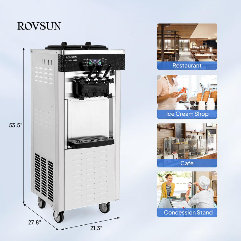 ROVSUN 3.2 Gallon 2200W 110V Ice Cream Machine with Wheels