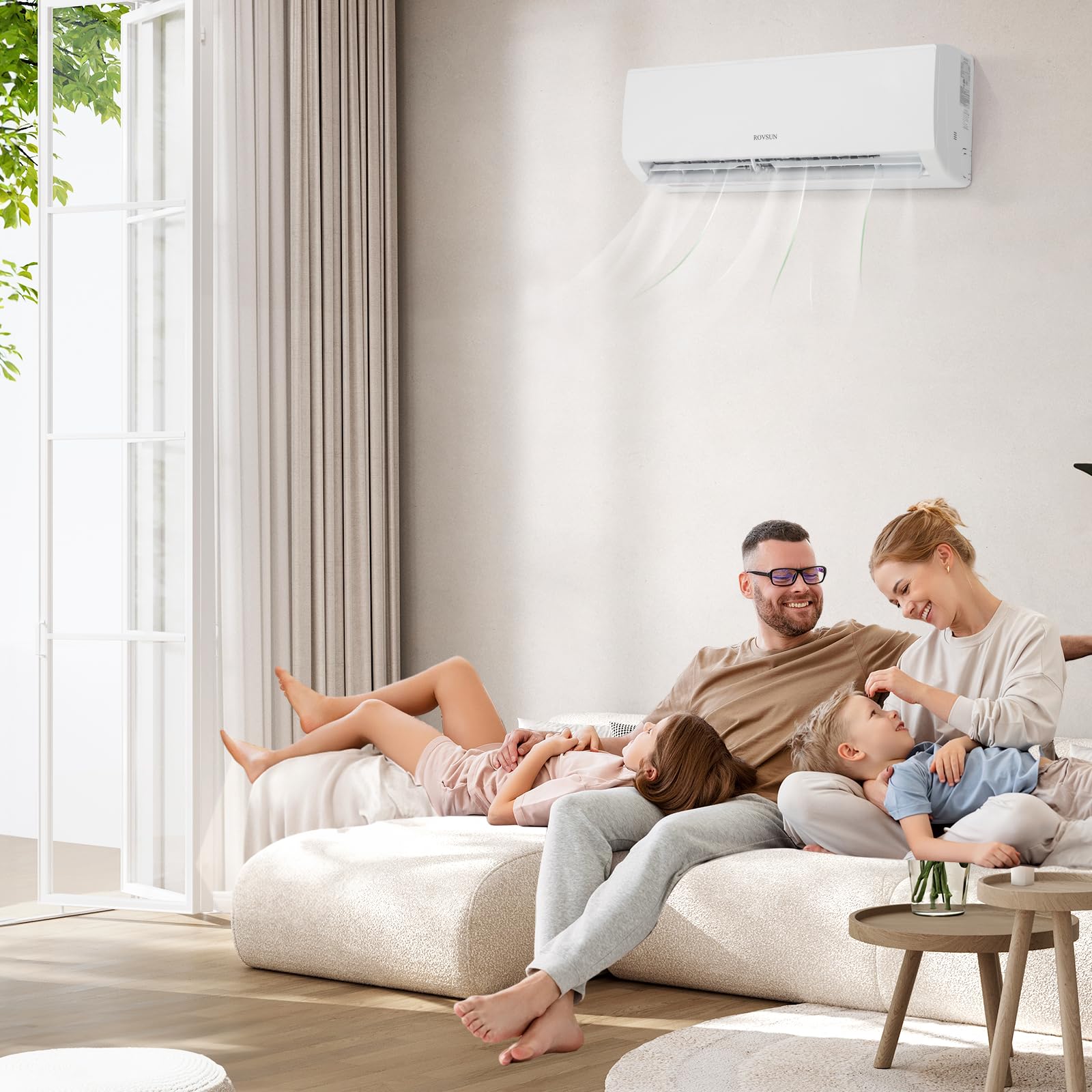 ROVSUN 3 Zone 12,000 + 12,000 + 12,000 / 27,000 BTU Wifi Mini Split Air Conditioner Ductless 19 SEER2 230V with Heat Pump & 25Ft Install Kit