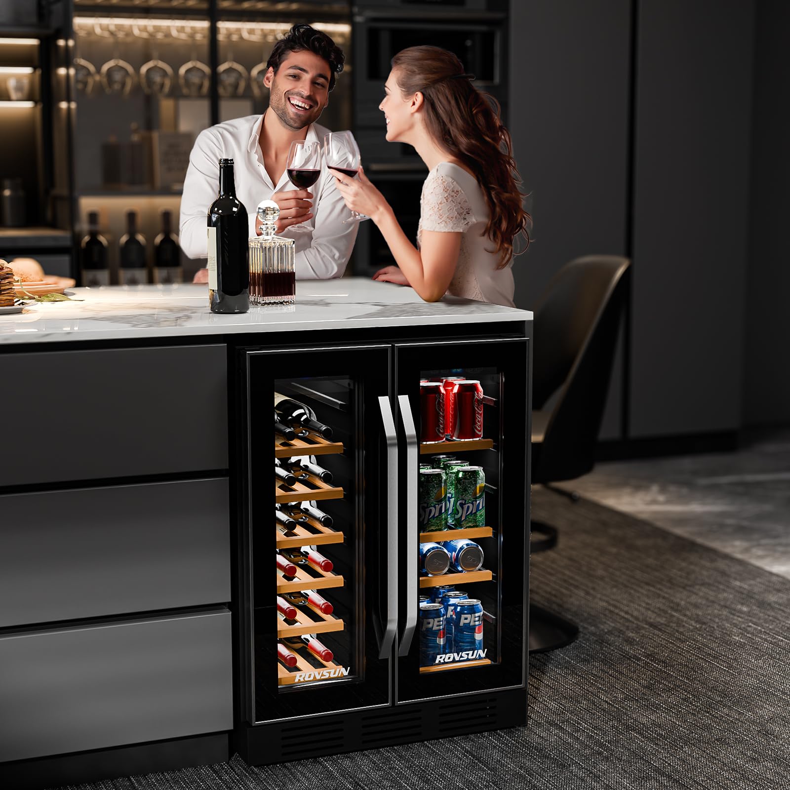 ROVSUN 34 Bottle Dual Zone Wine Cooler Fridge with Digital Temperature