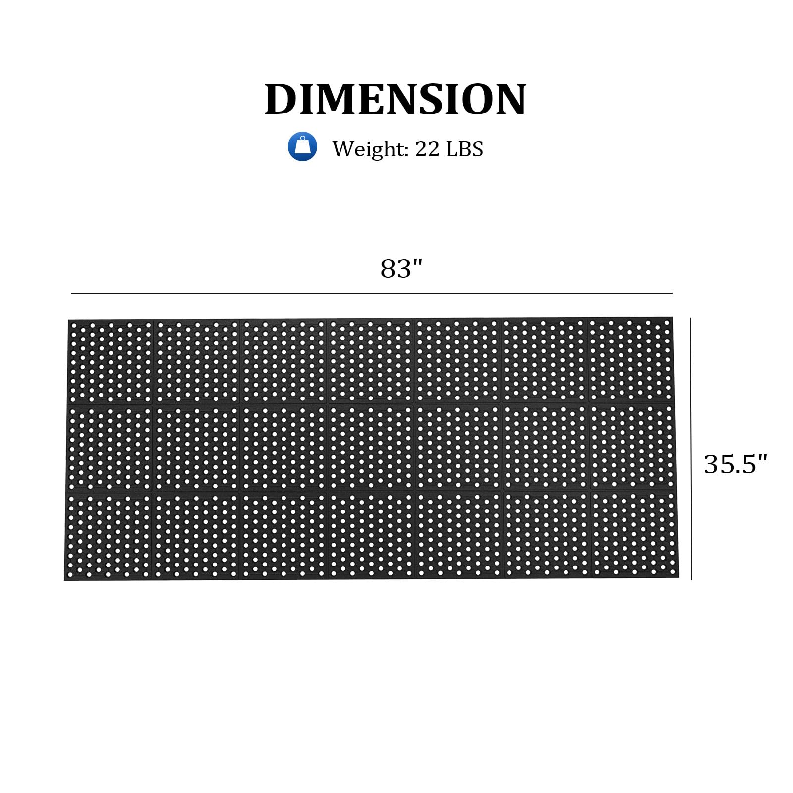 ROVSUN 36'' x 83''(3 x 7 FT) Rubber Floor Mat Anti-Fatigue Non-Slip with Holes