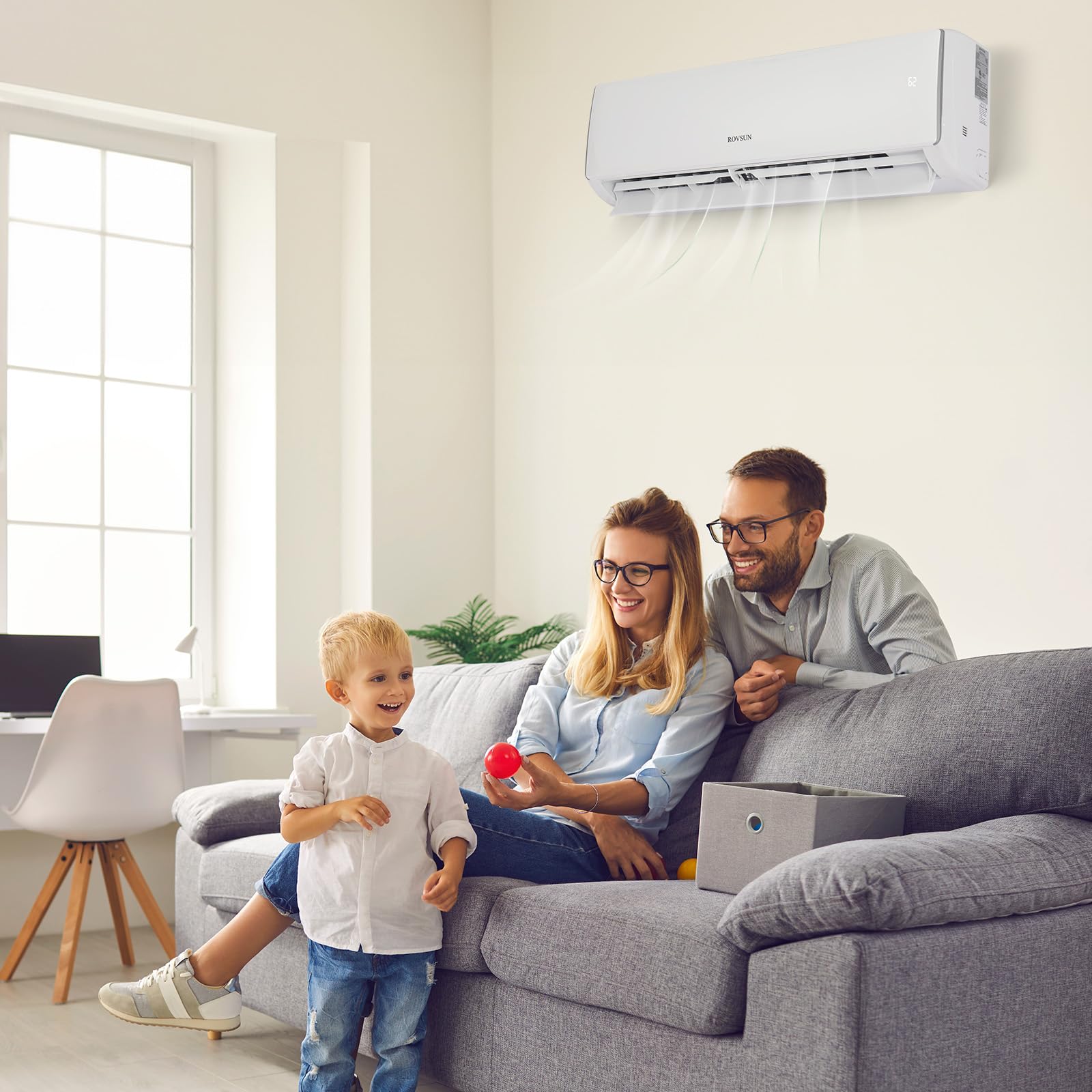 ROVSUN 11000 BTU 17 SEER2 230V Wifi Enabled Ductless Mini Split Air Conditioner with Heat Pump Inverter & Install Kit