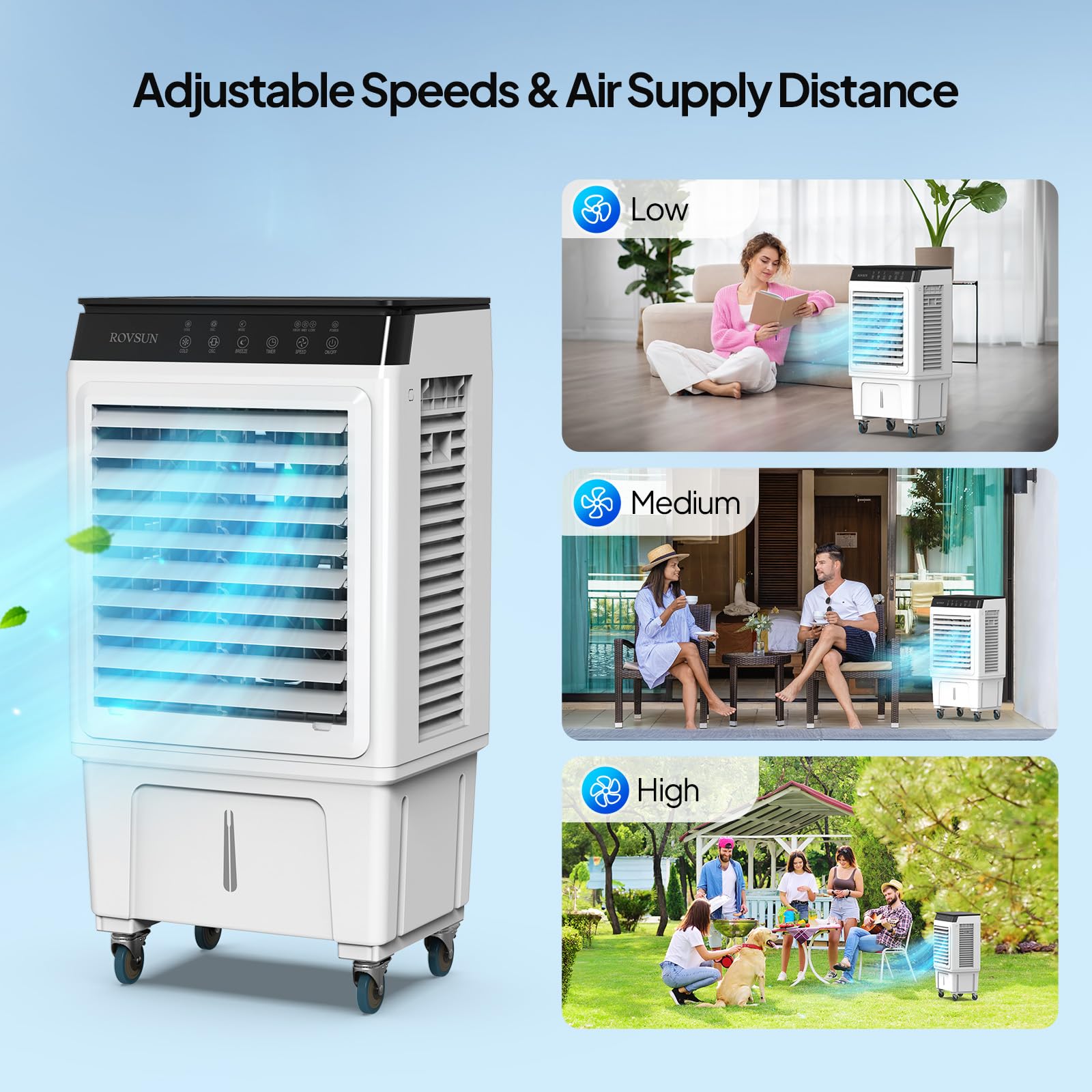 7.9Gal/30L Portable Evaporative Air Cooler with Remote Control