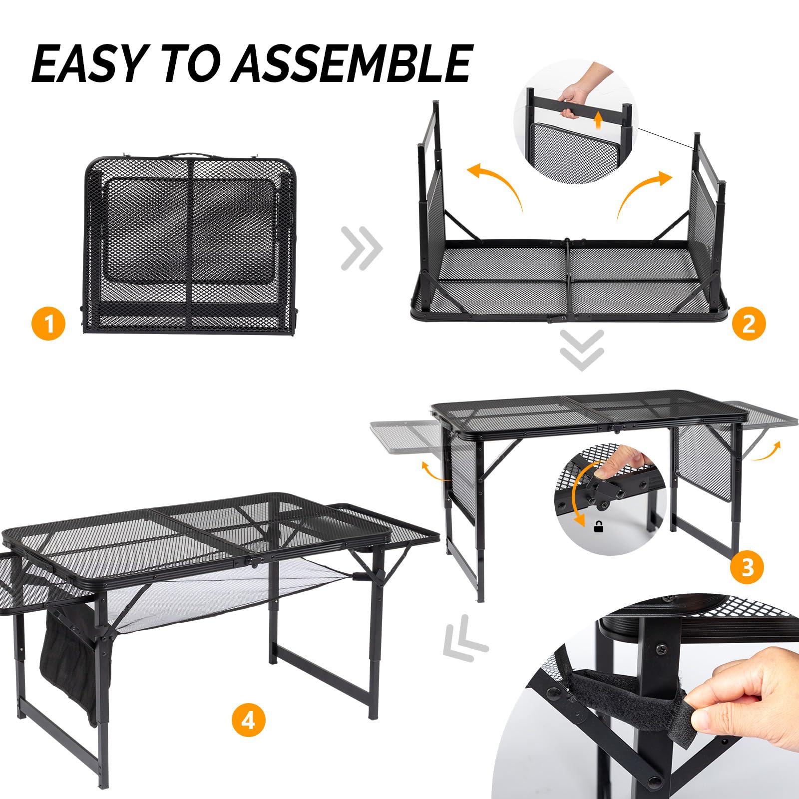 4.7 FT Portable Picnic Table Adjustable Height & Mesh Bag