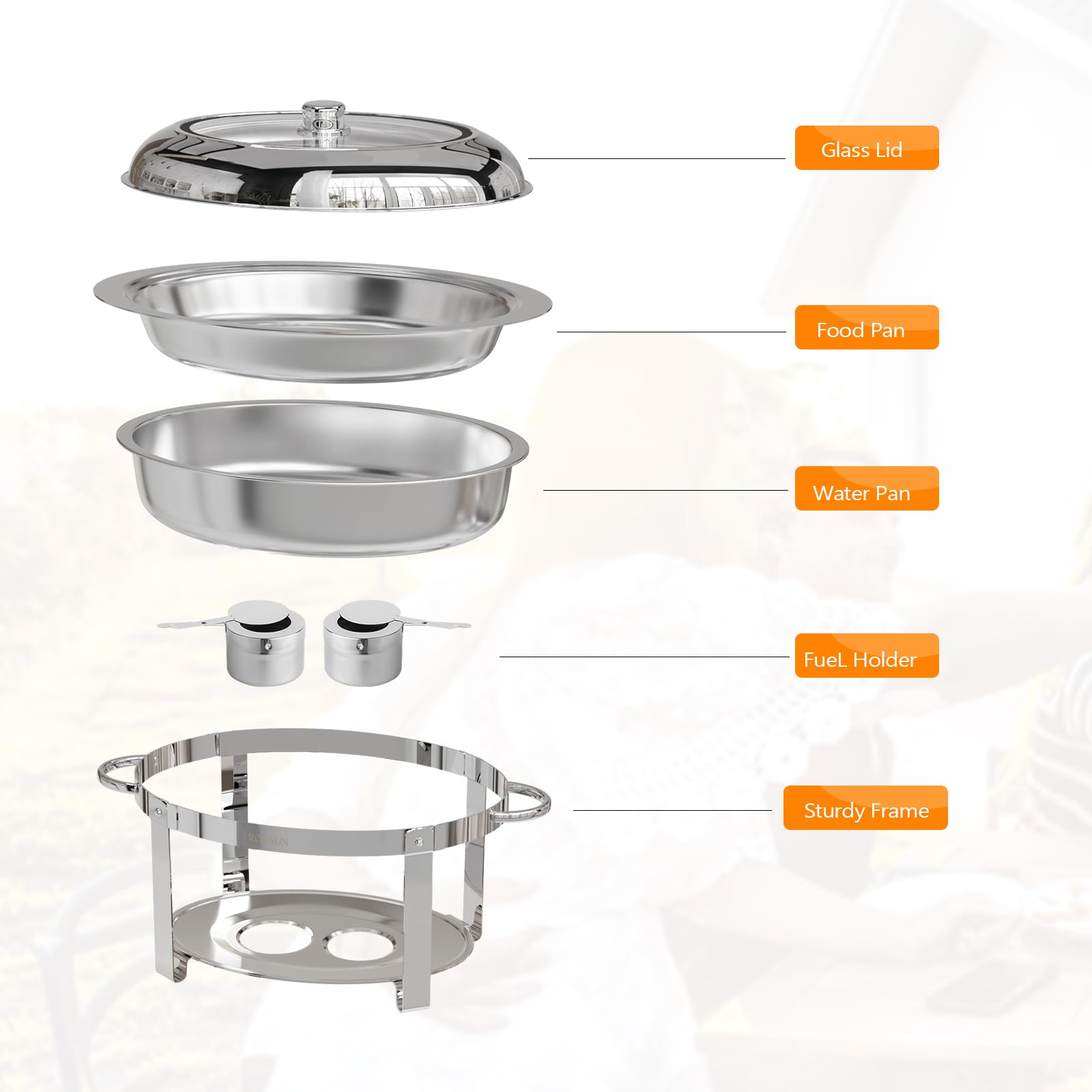 ROVSUN 6 QT Stainless Steel Oval Chafing Dish Buffet Set with Glass Lid