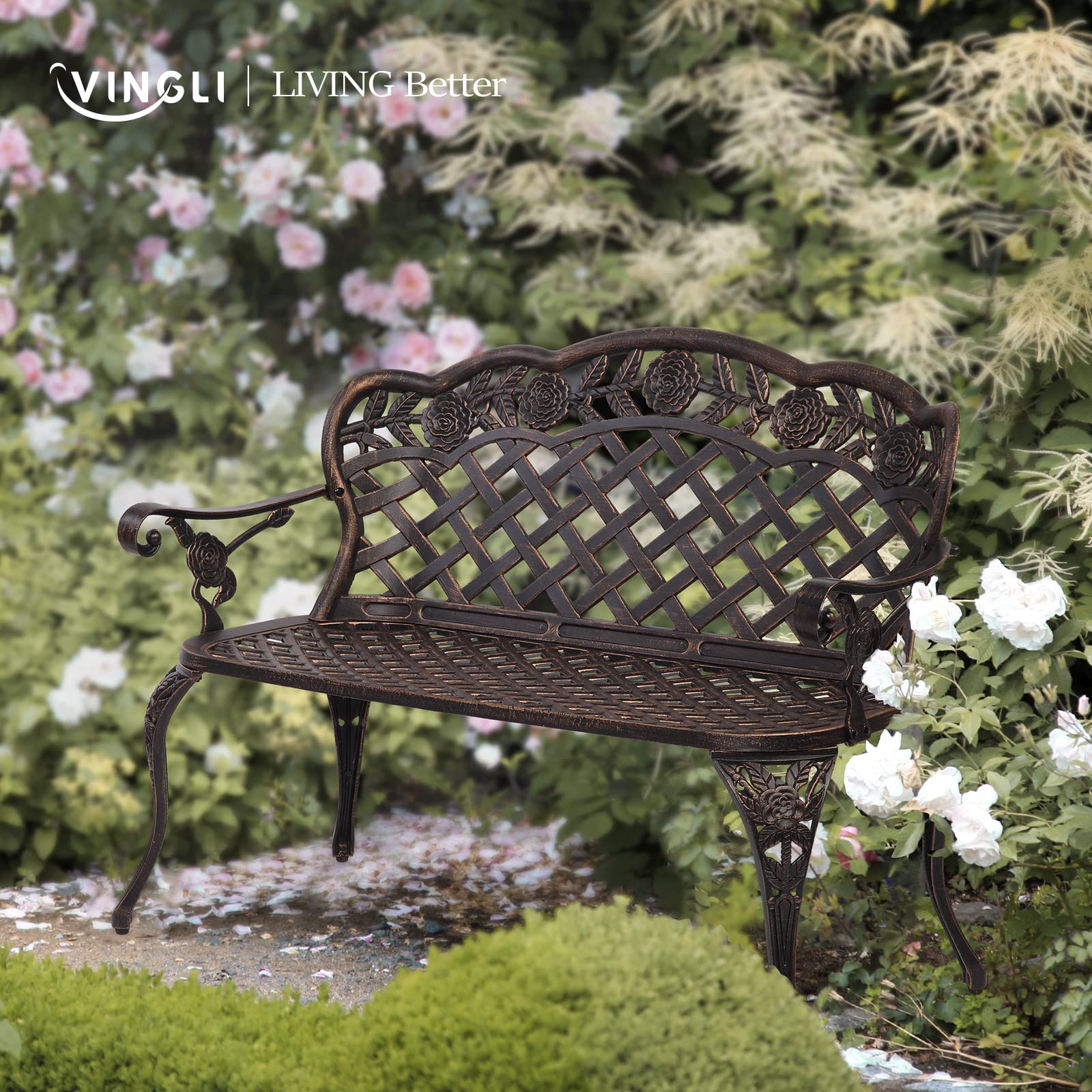 42.5" Outdoor Bench Cast Aluminium Bronze