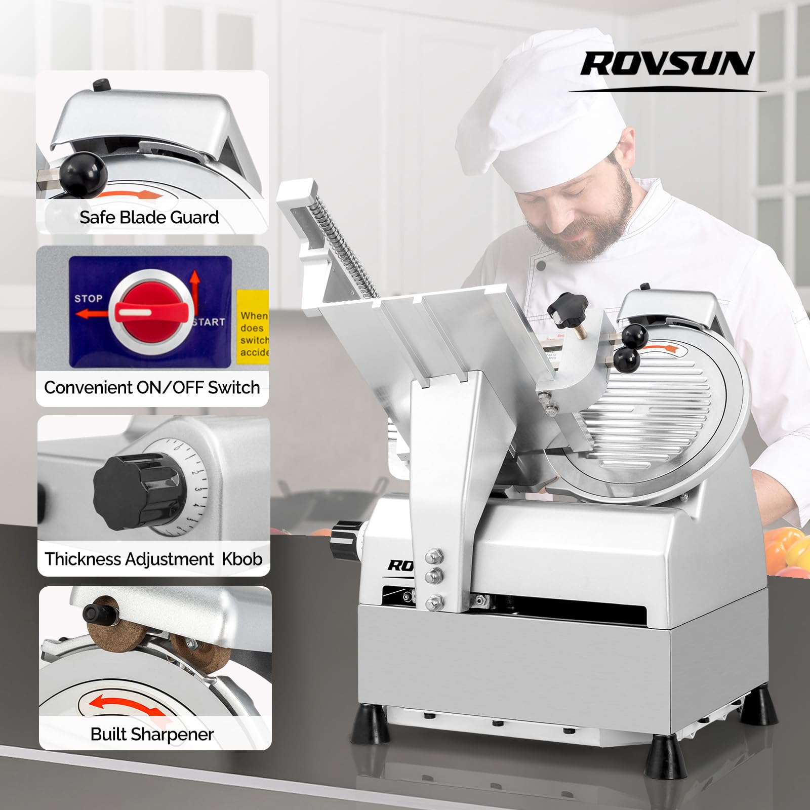 ROVSUN 10" 540W 110V Automatic Commercial Meat Slicer Machine