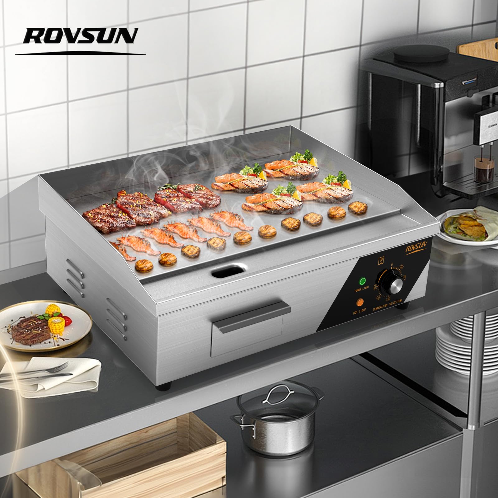 ROVSUN 22" 1600W 110V Commercial Electric Griddle Countertop