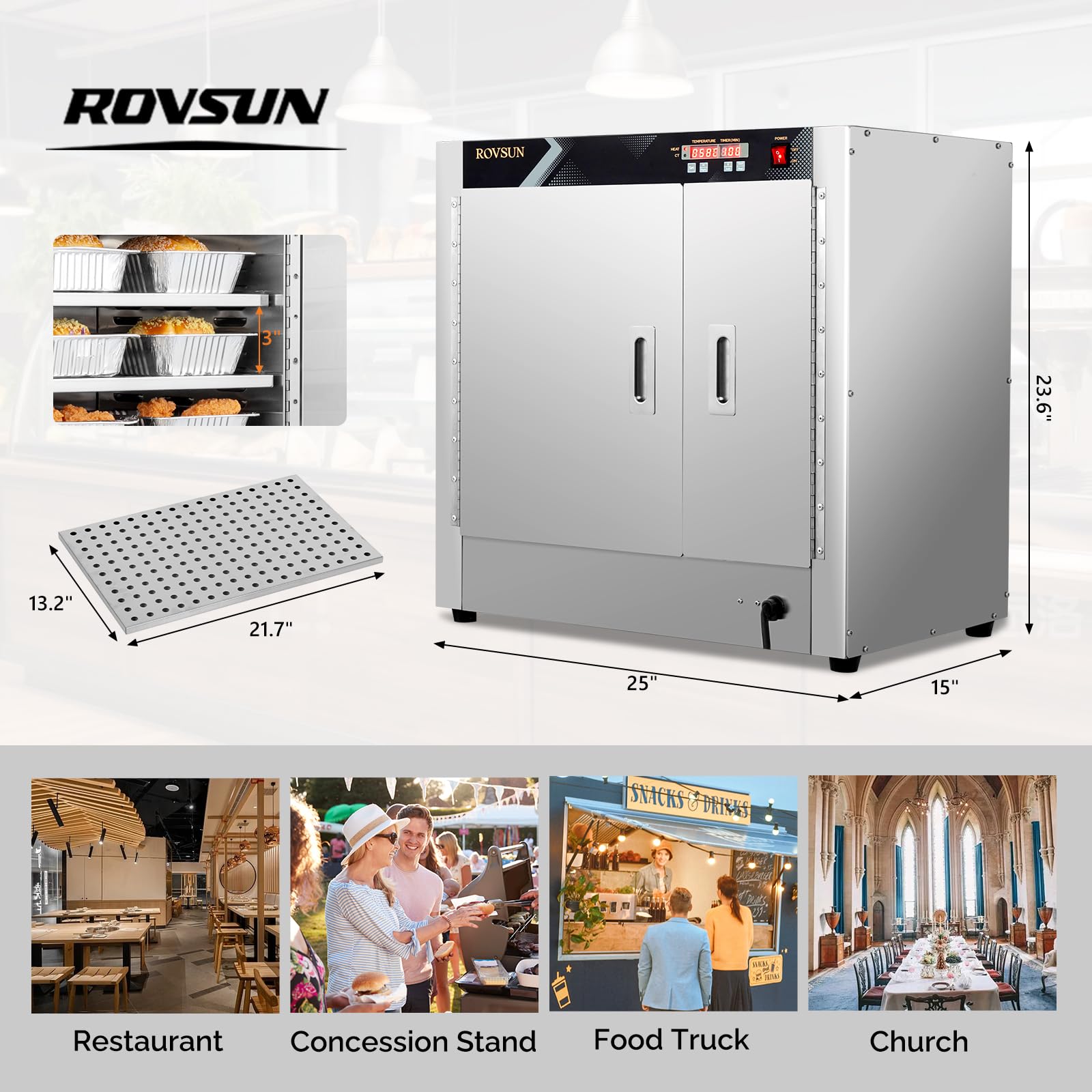 ROVSUN 4-Tier 25" 800W 120V Hot Food Warmer Holding Cabinet